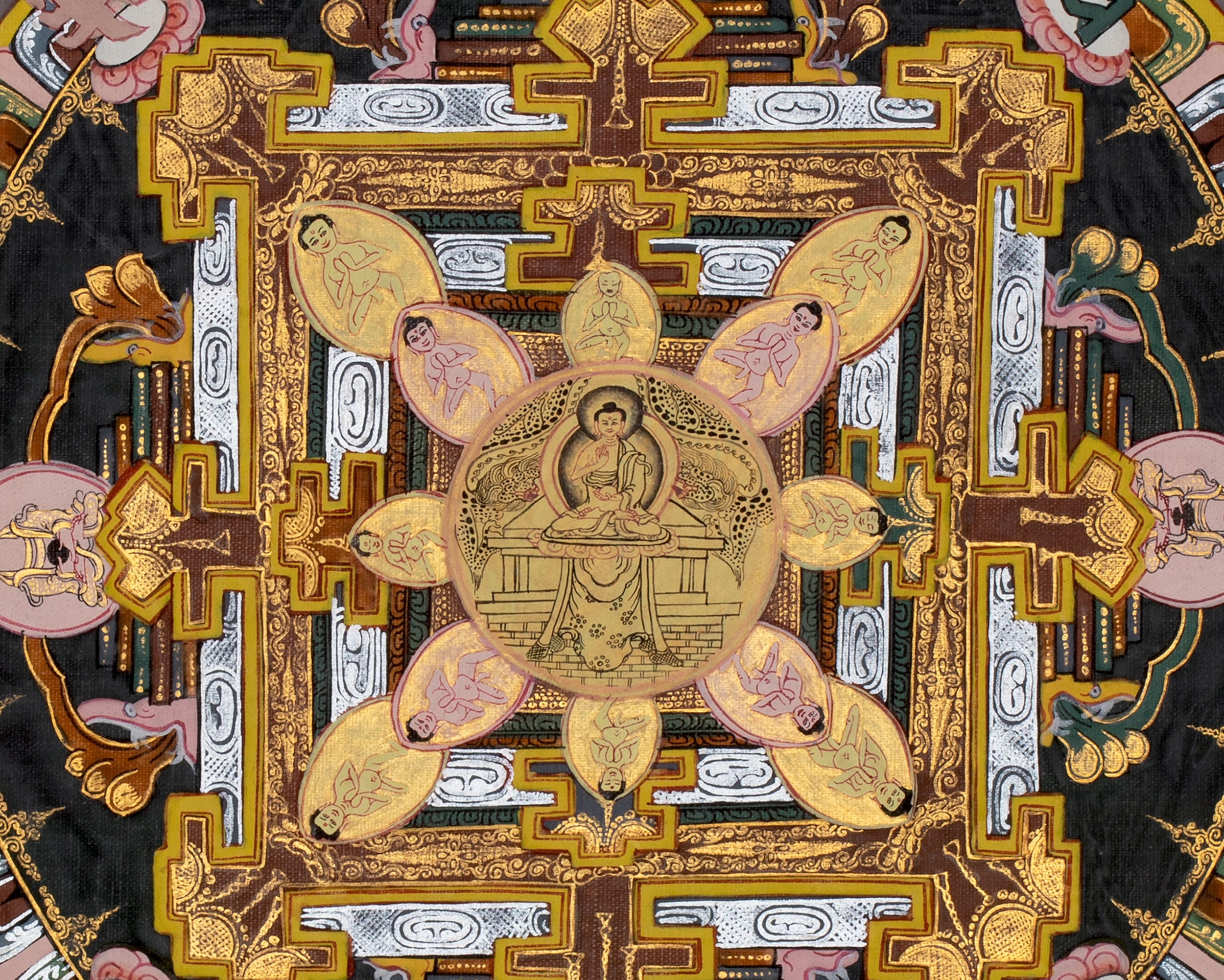 Vintage Tibetan Buddha Mandala Thangka | Buddhist Artwork