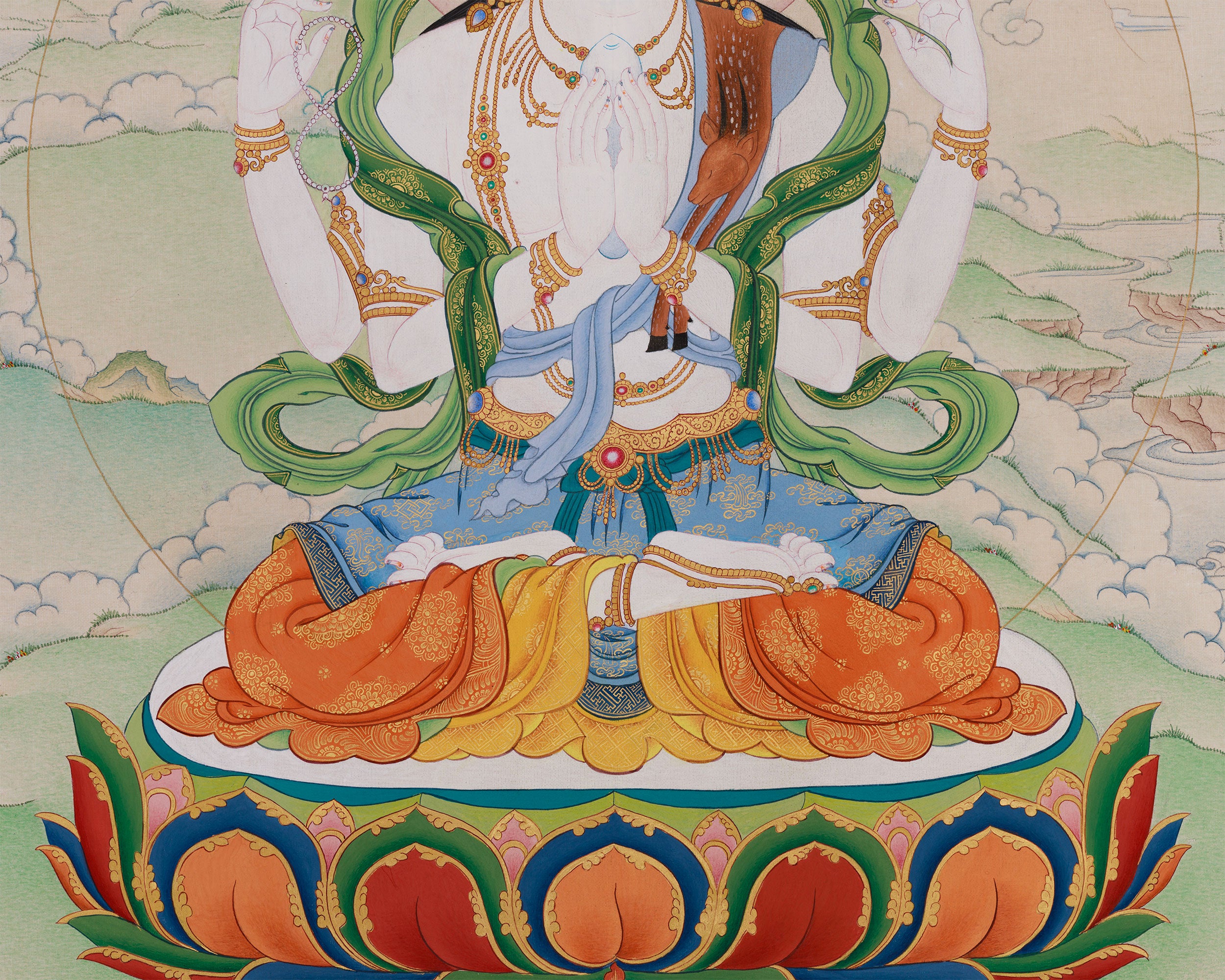 Divine Four-Armed Avalokiteshvara | Protector of All Beings and Buddha of Compassion