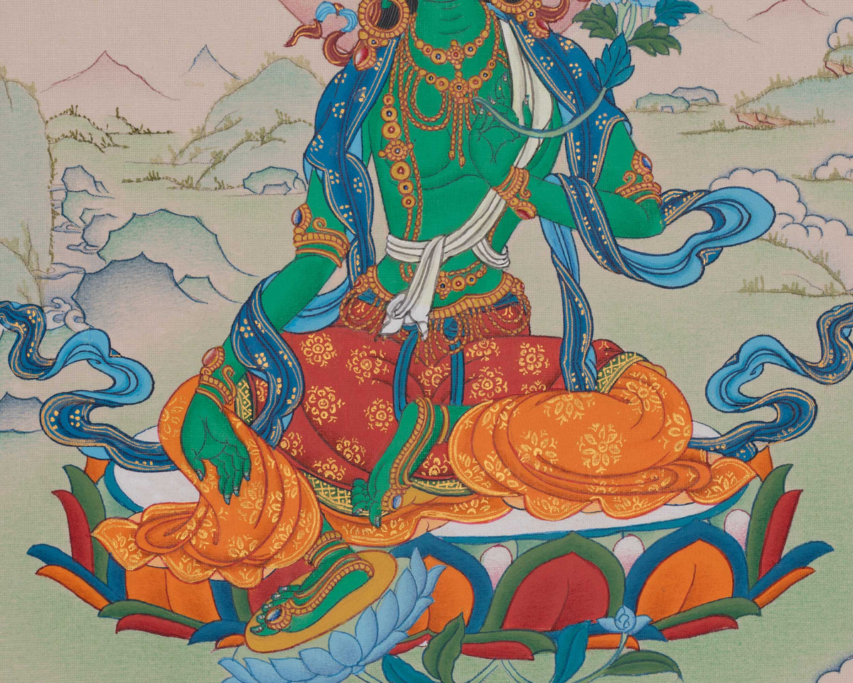 Compassion Green Tara Art | Shyama Tara | Protection Goddess | Female Buddha