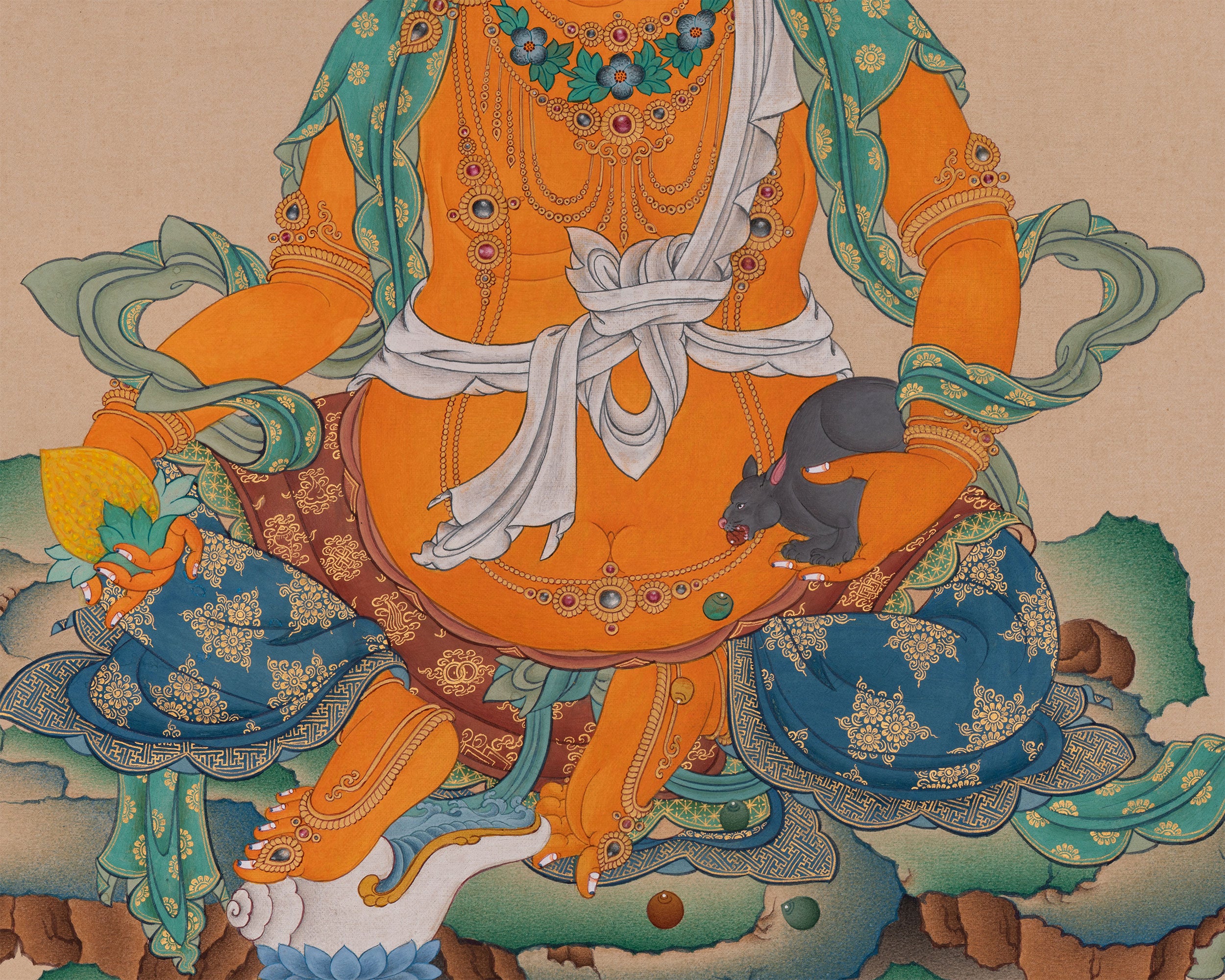 Manifest Financial Blessings with the Guardian of Wealth Dzambhala Thangka