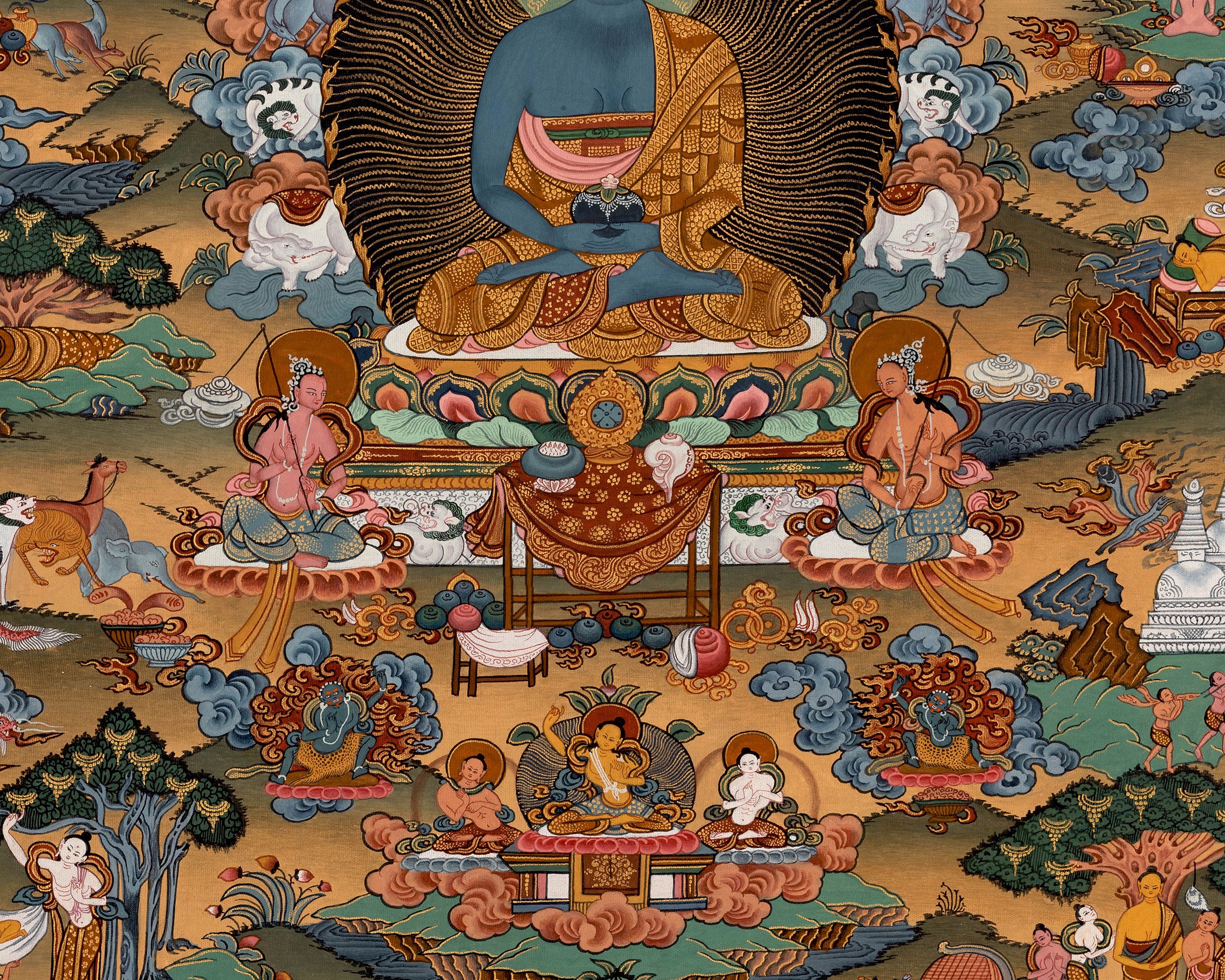 Vintage Life of Buddha Thangka | The Journey of Siddhartha to Nirvana