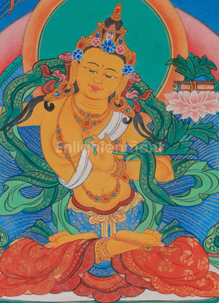 Manjushri: The Knowledge Deity Thangka With Brocade
