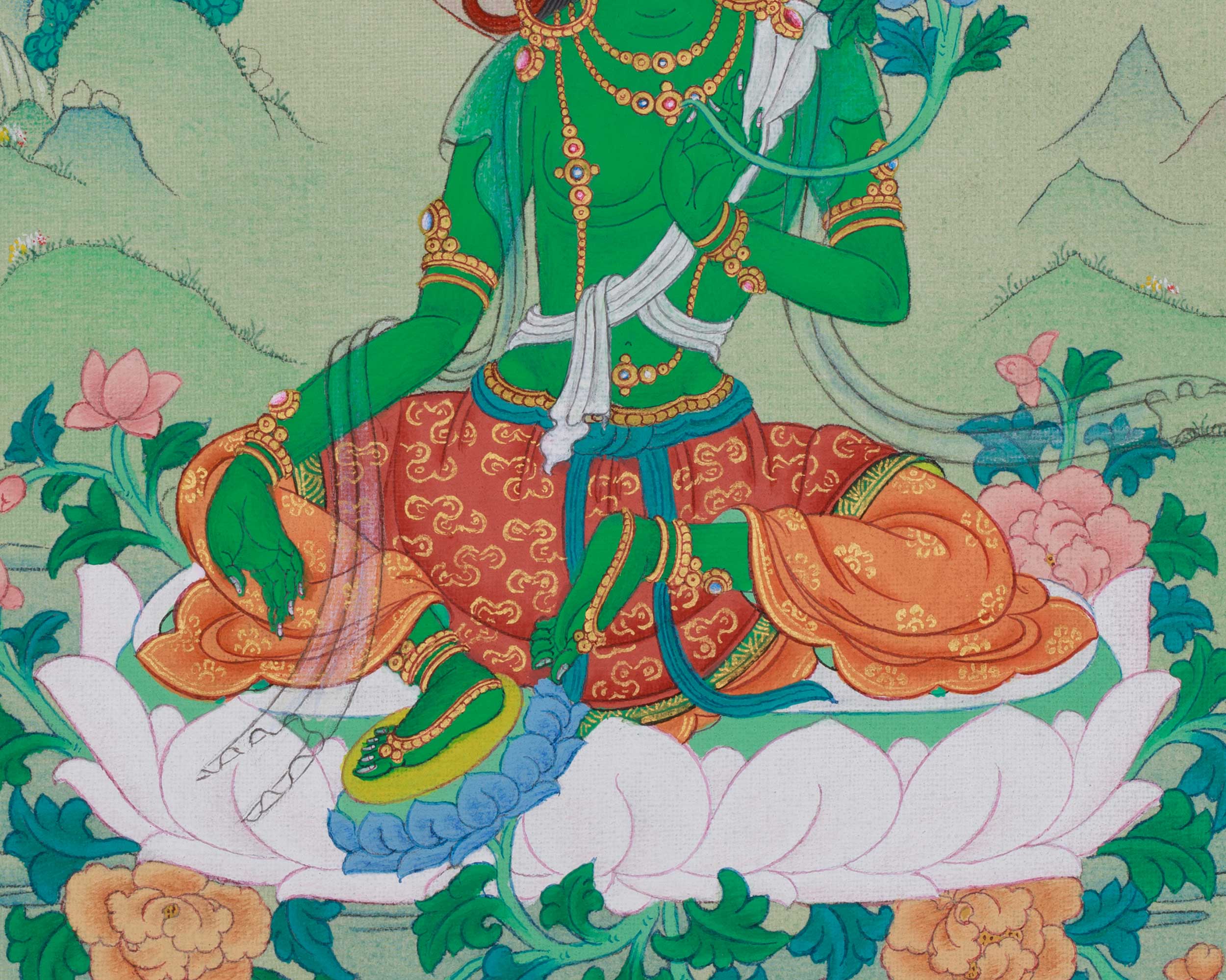 Green Tara Tibetan Thangka | Mother of Liberation | Wisdom Deity