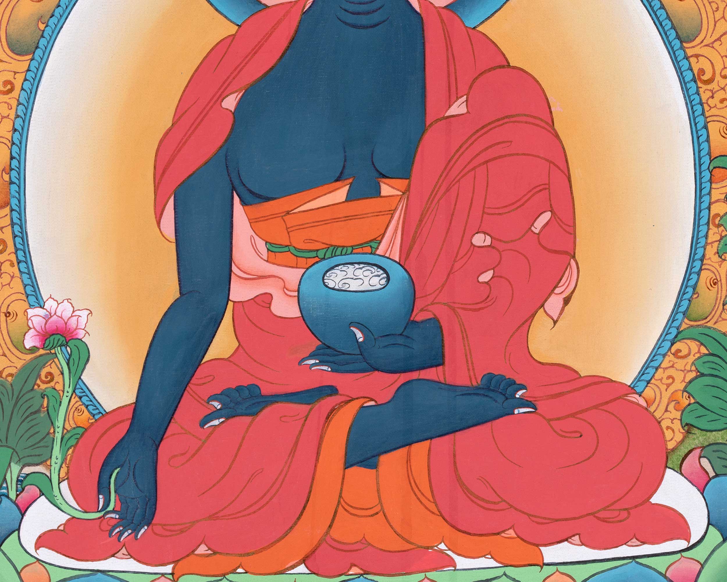 Medicine Buddha Thangka Painting | Hand Painted Healing Buddha | Art for Enlightenment