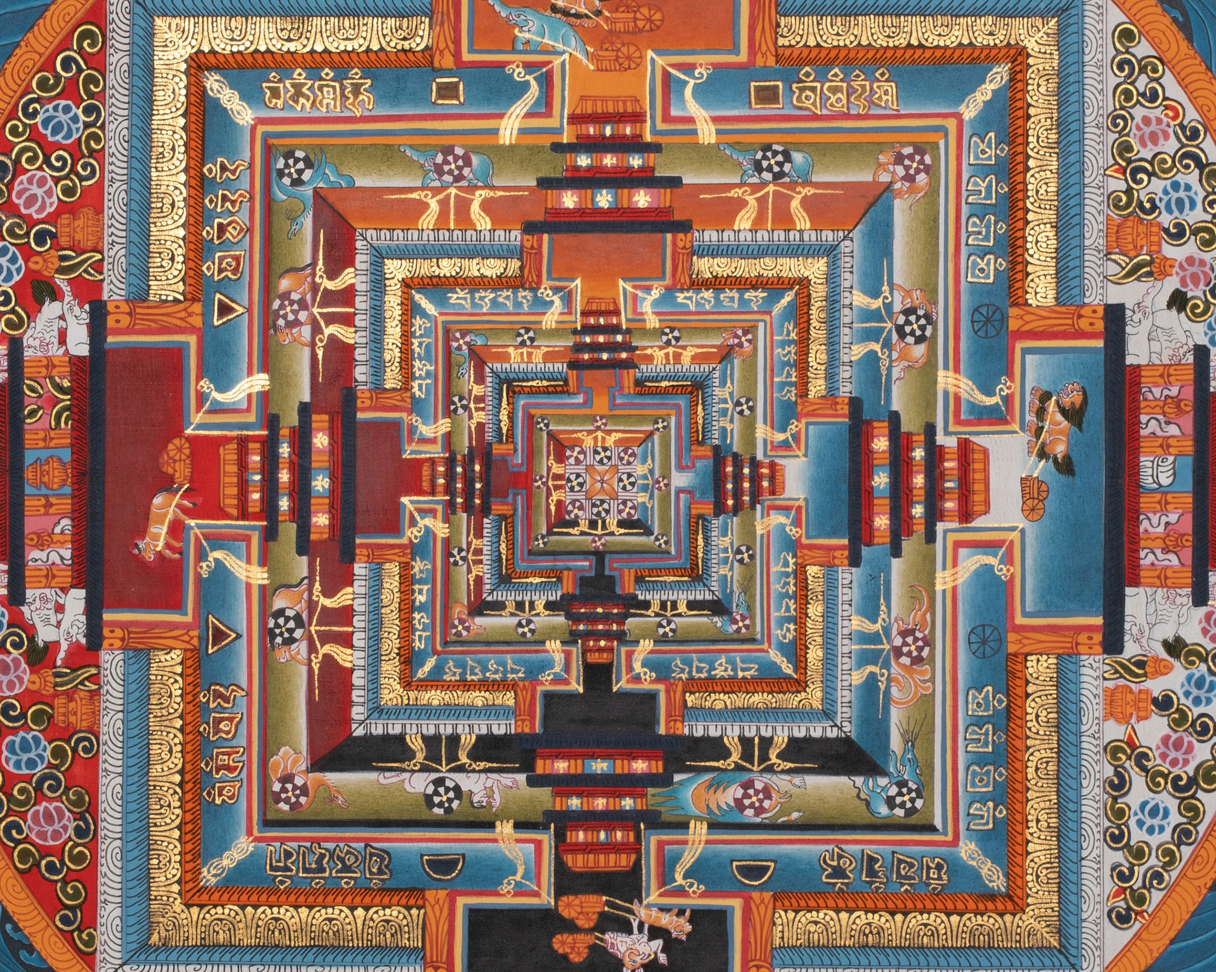 Kalachakra Mandala Thangka | Sacred Wheel of Time | Mandala with 24K Gold Detailing