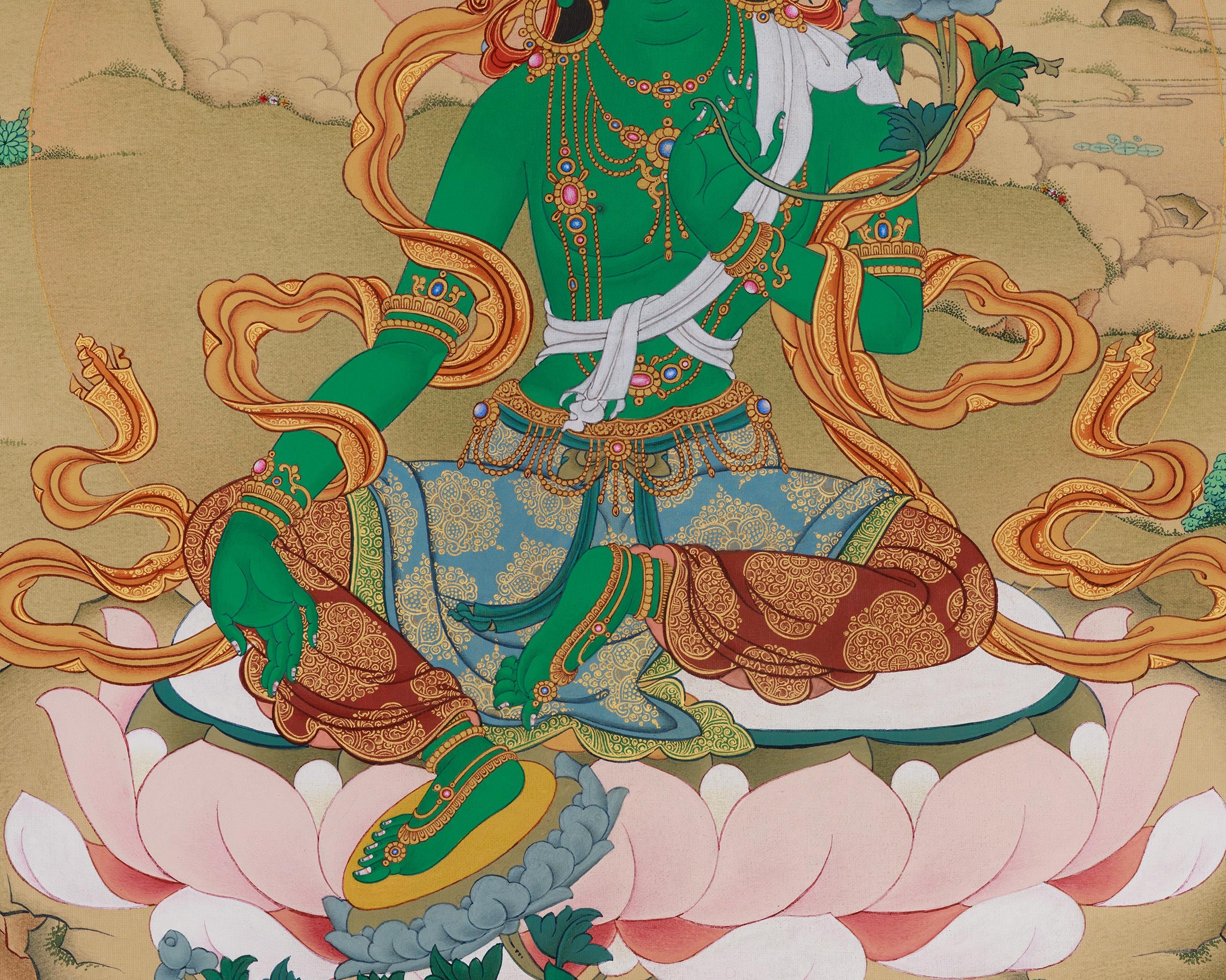 Green Tara: The Compassionate Goddess Thangka | Goddess of Liberation and Healing