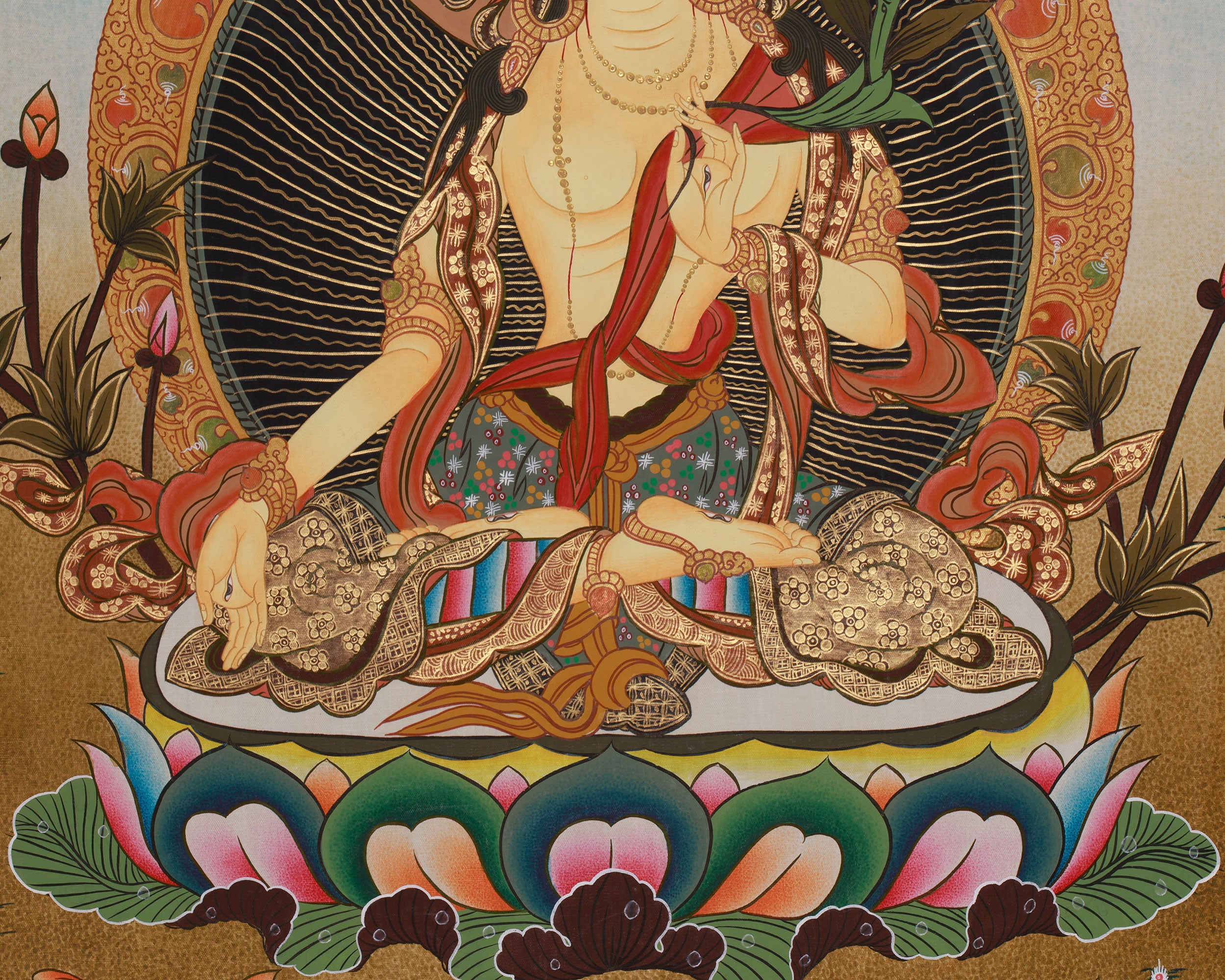 Buddhist Goddess Tara White Thangka | Divine Feminine