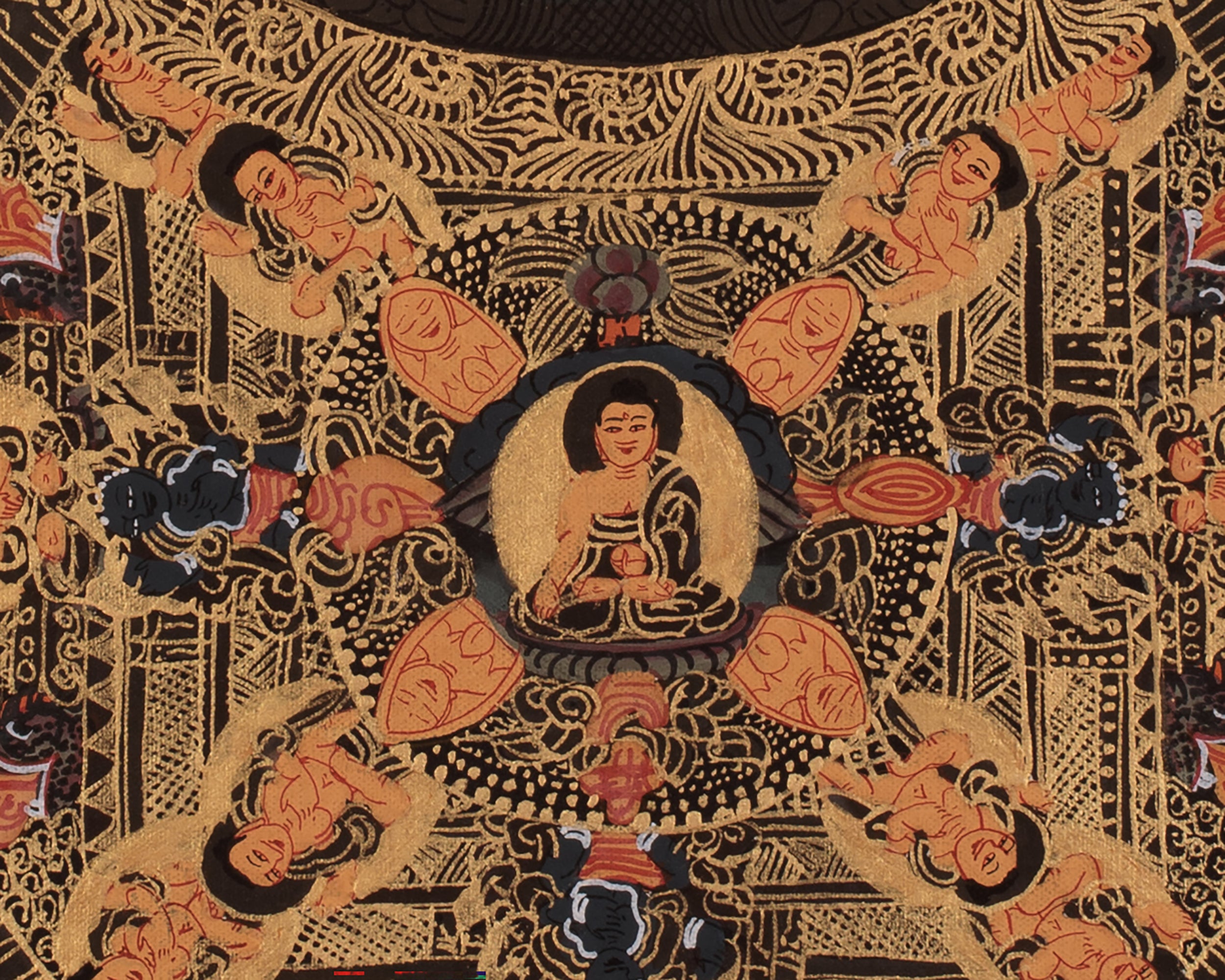 Triple Mandala of Buddha Thangka | Sacred Hand-Painted Buddhist Thangka Artwork
