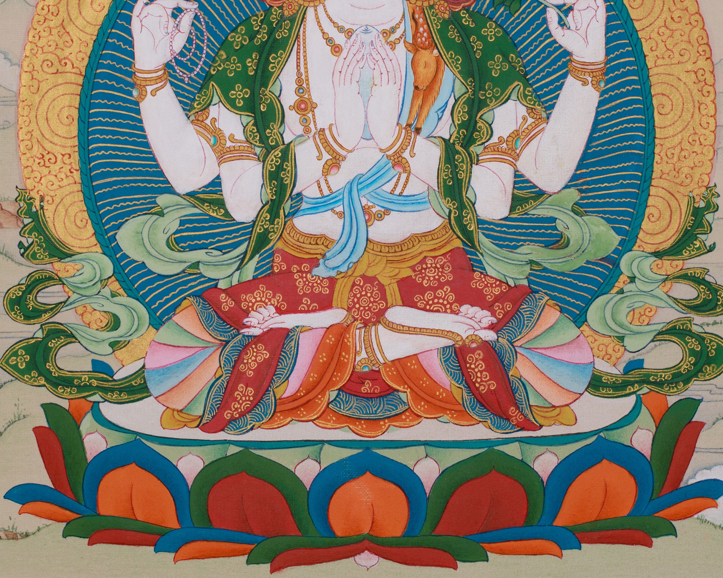33cm Compassion Buddha, Chenrezig Painting | Bodhisattva of Infinite Mercy