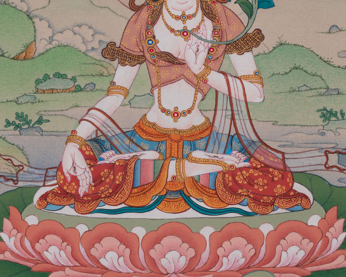 Sita Tara Thangka Painting | White Tara Goddess of Compassion