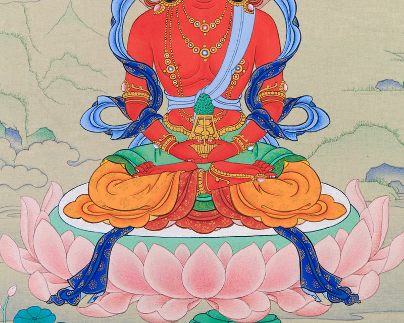 Small But Perfect Amitayus Thangka for Practice