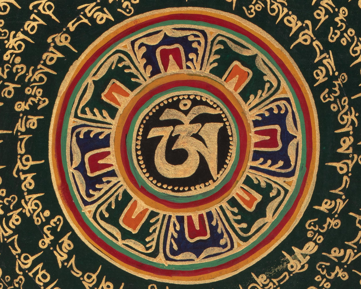 Mantra Mandala Spiritual Thangka | Sacred Mantras and Meditation Altar