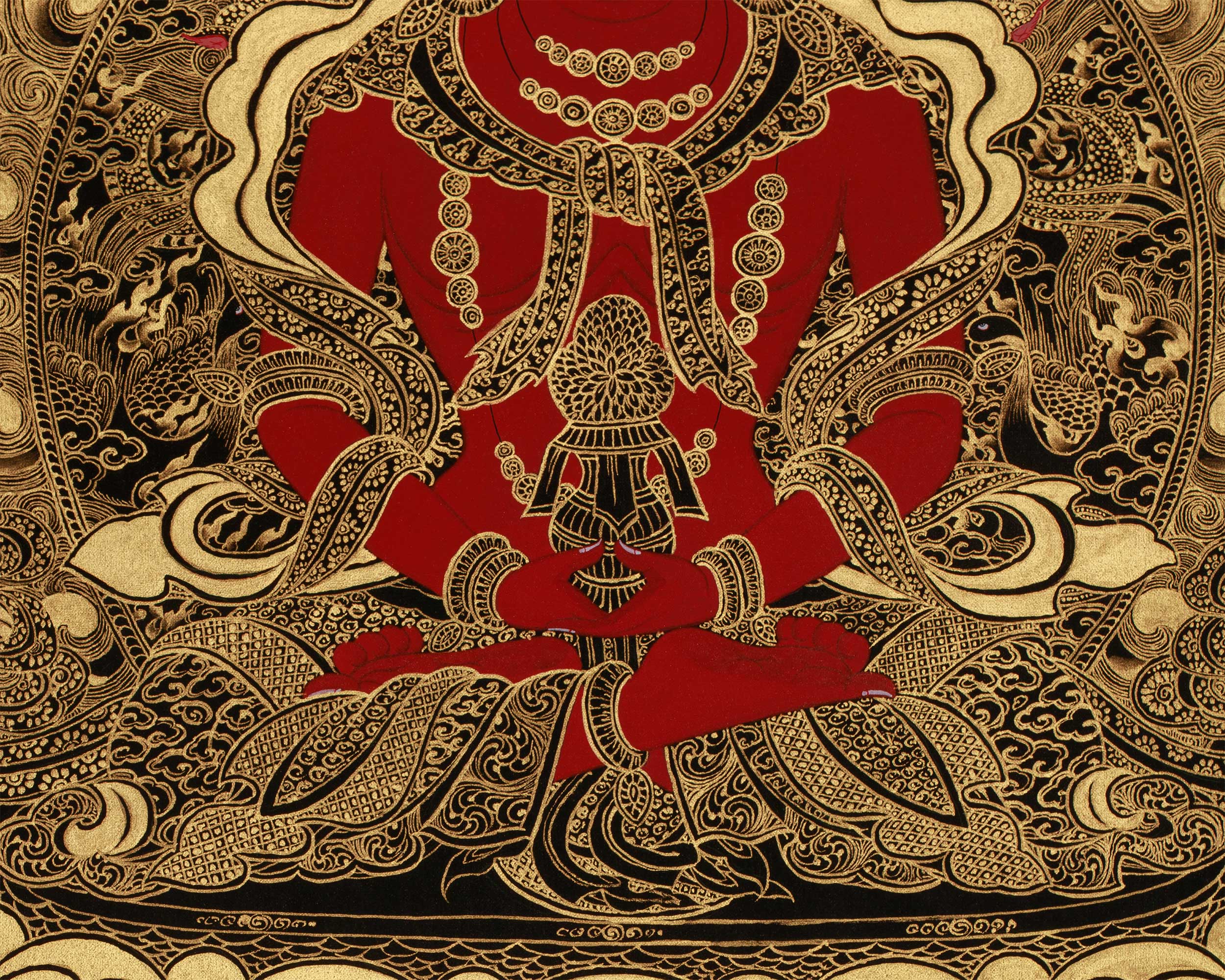 Tibetan Thangka of Long Life Buddha Amitayus | Deity of Immortality and Vitality