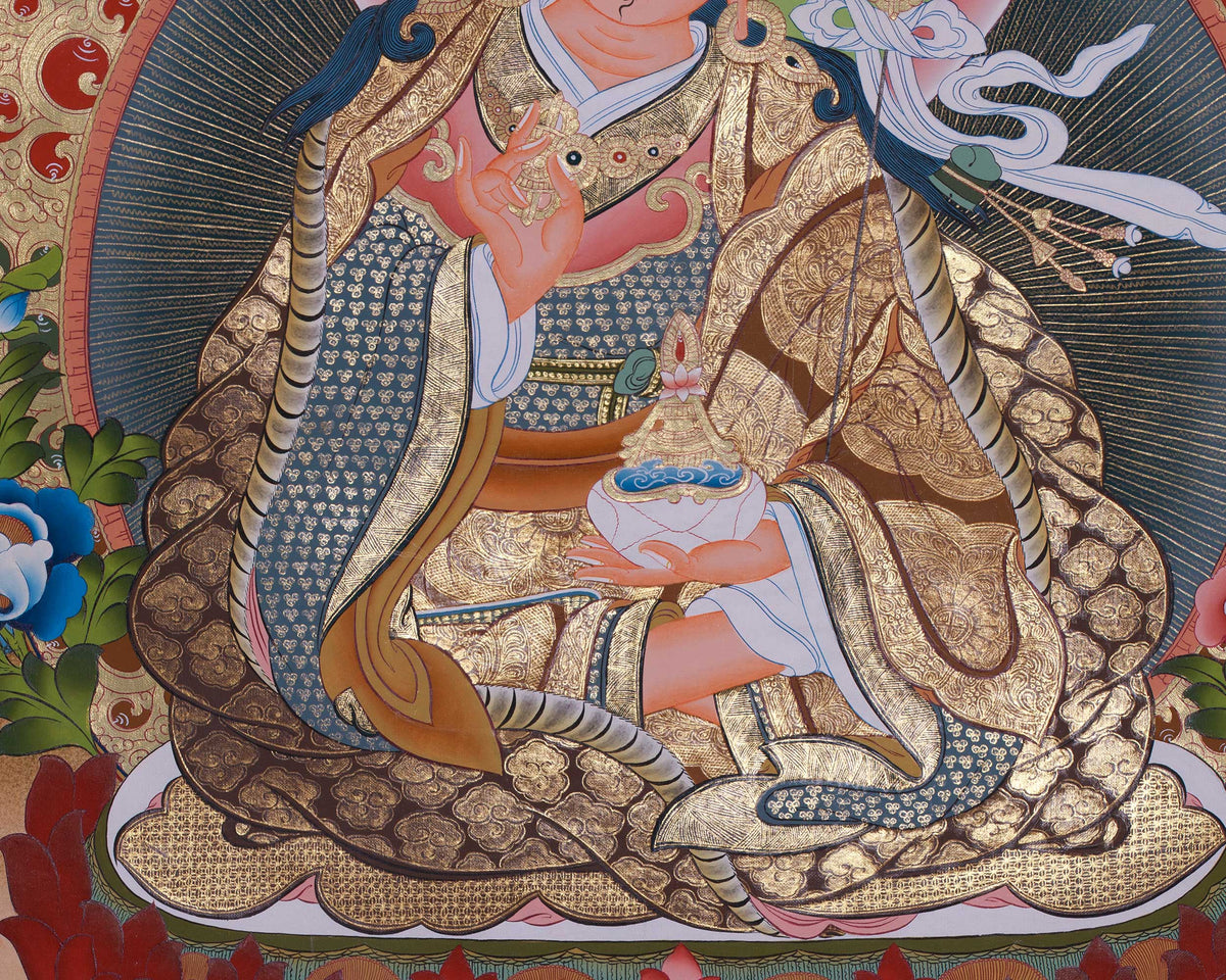 Original Hand-Painted Guru Rinpoche Thangka | Tibetan Wall Decoration