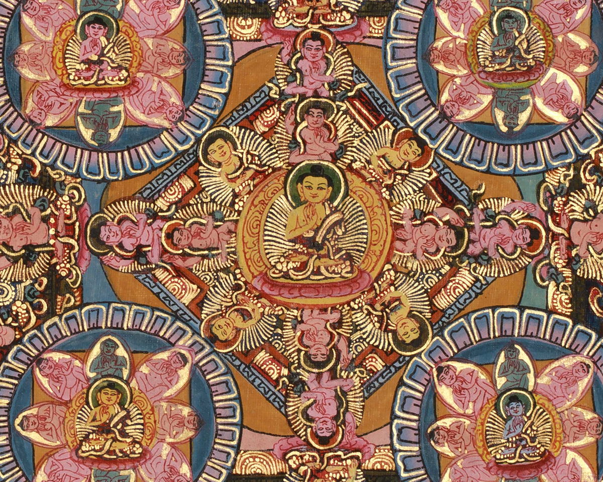 Original Handmade Buddha Life Mandala | Thangka Painting | Traditional Buddha Painting | Meditation and Yoga | For Wall Decoration