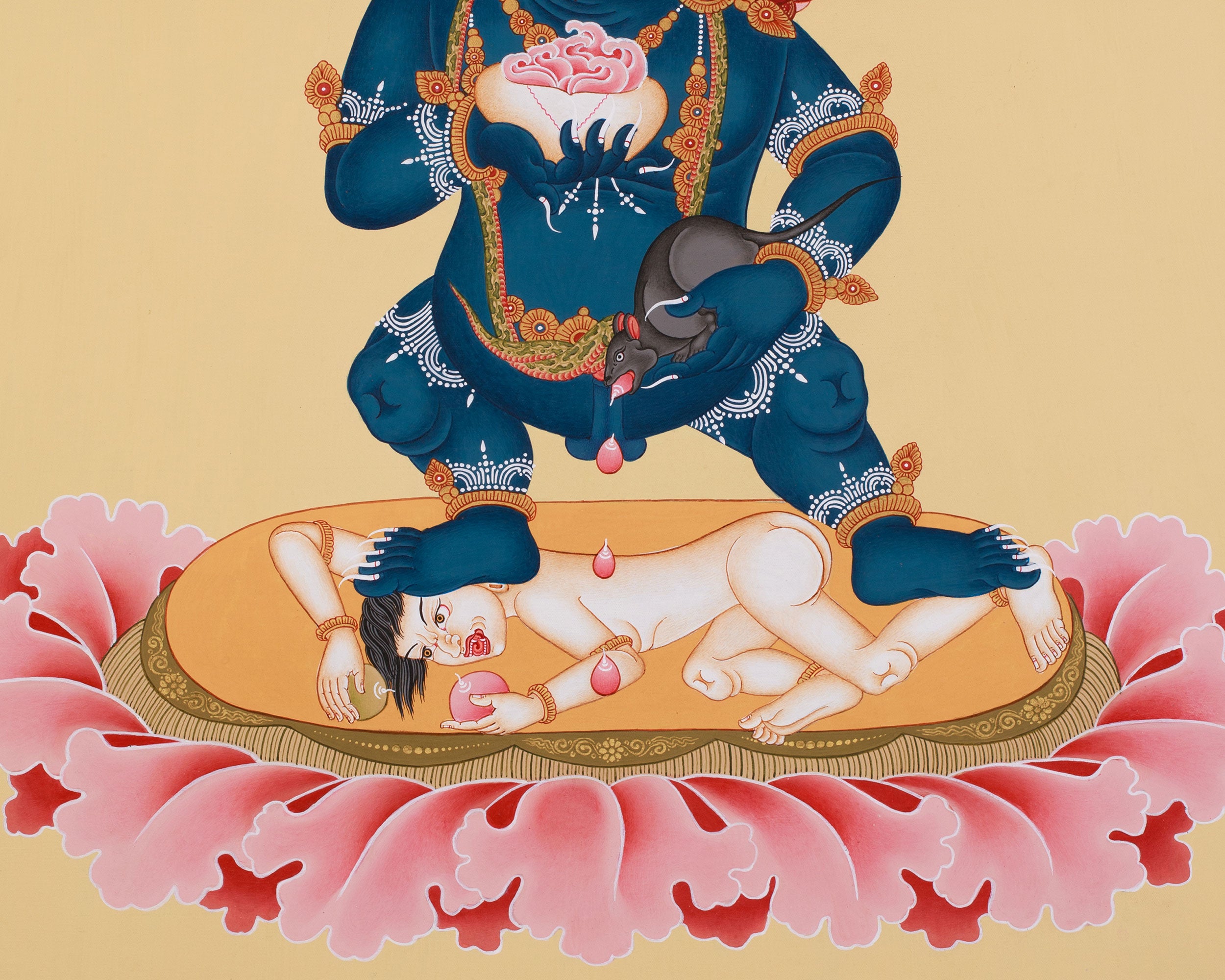 Black Kubera, Dzambhala Thangka | The Tibetan Buddhist God of Wealth
