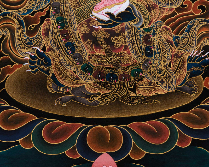 Mahakala Bernagchen, Wrathful Buddha Thangka in Gold