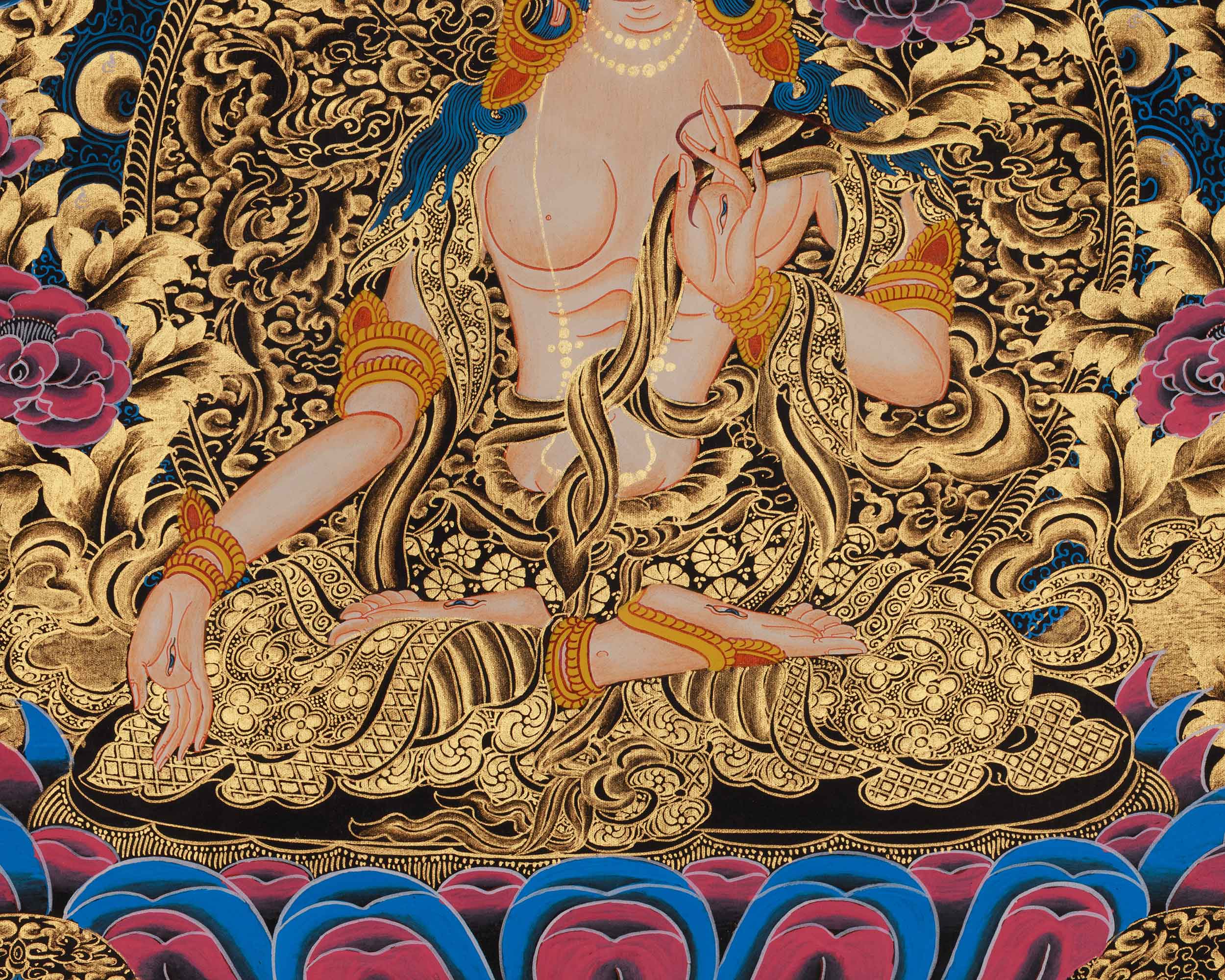 75cm White Tara Thangka | Symbol of Protection & Healing