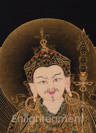 Gold Thangka of Guru Rinpoche | Precious Teacher of Tibetan Buddhism