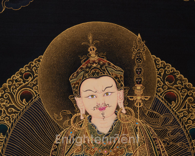 Gold Thangka of Guru Rinpoche | Precious Teacher of Tibetan Buddhism