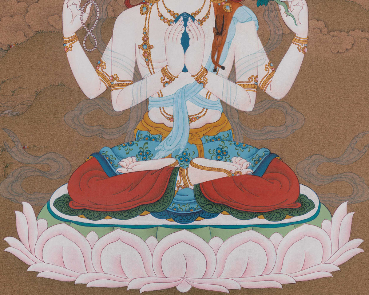 Chenrezig Embodiment of Compassion Thangka | The Bodhisattva Avalokiteshvara