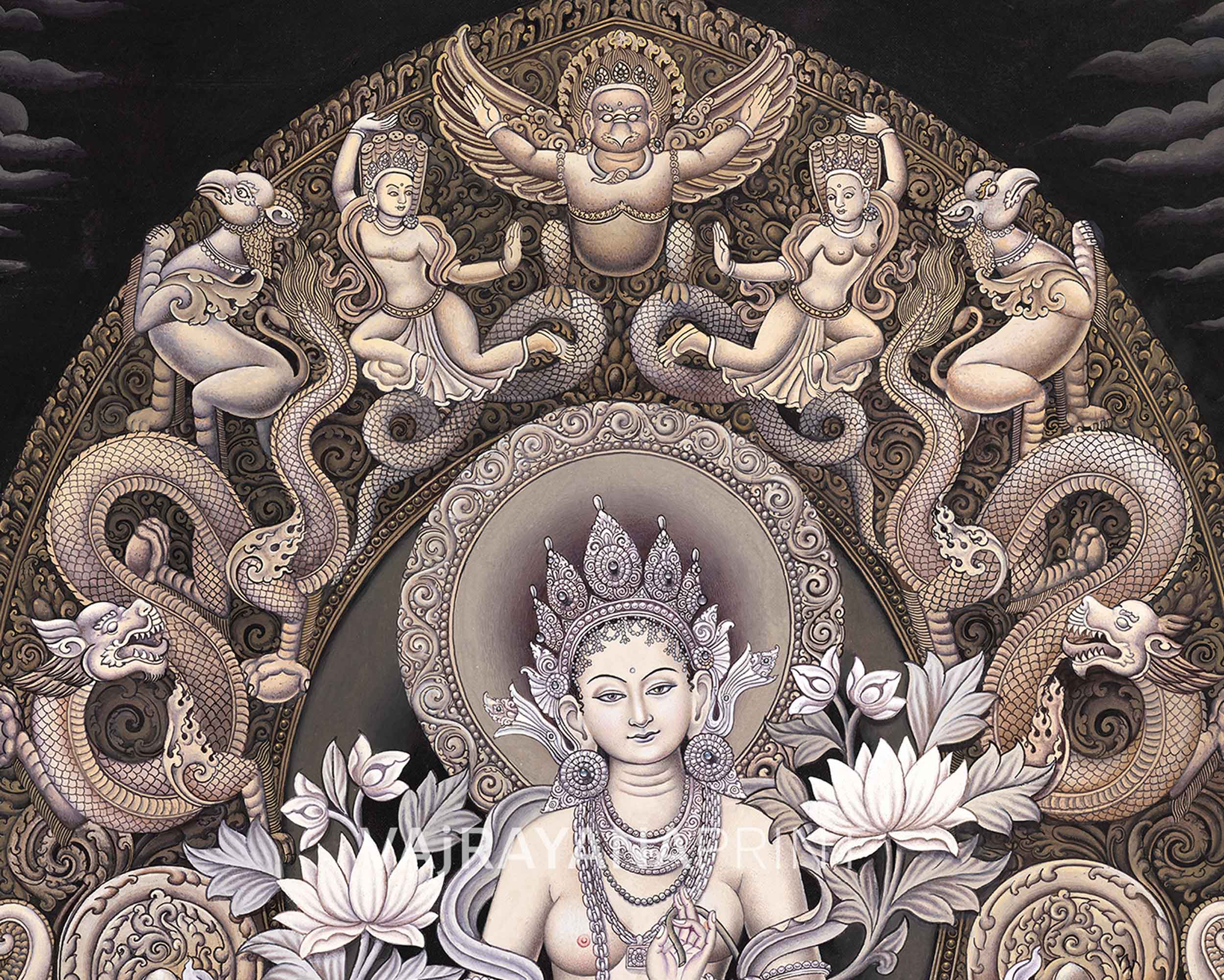 Green Tara Thangka Print| Digital Print | Newari Art
