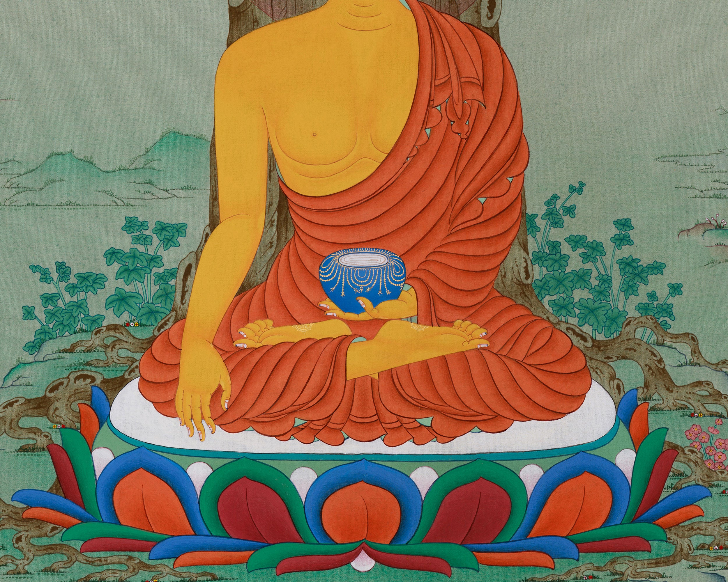 Namo Buddha Shakyamuni, Meditation Artwork | The Enlightened One in Divine Splendor