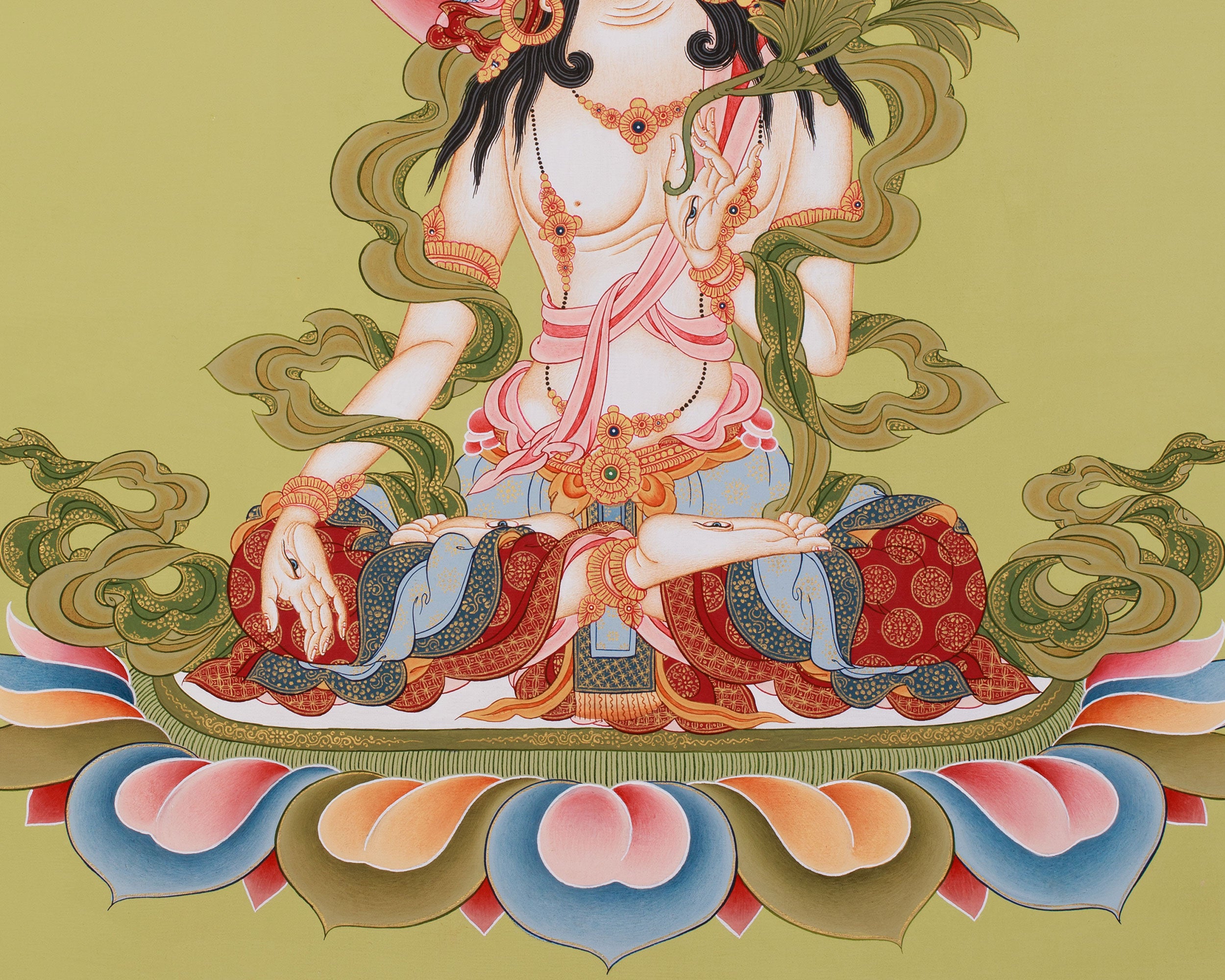 Bodhisattva Sita Tara Thangka | Healing & Longevity | Hand-Painted on Cotton Canvas
