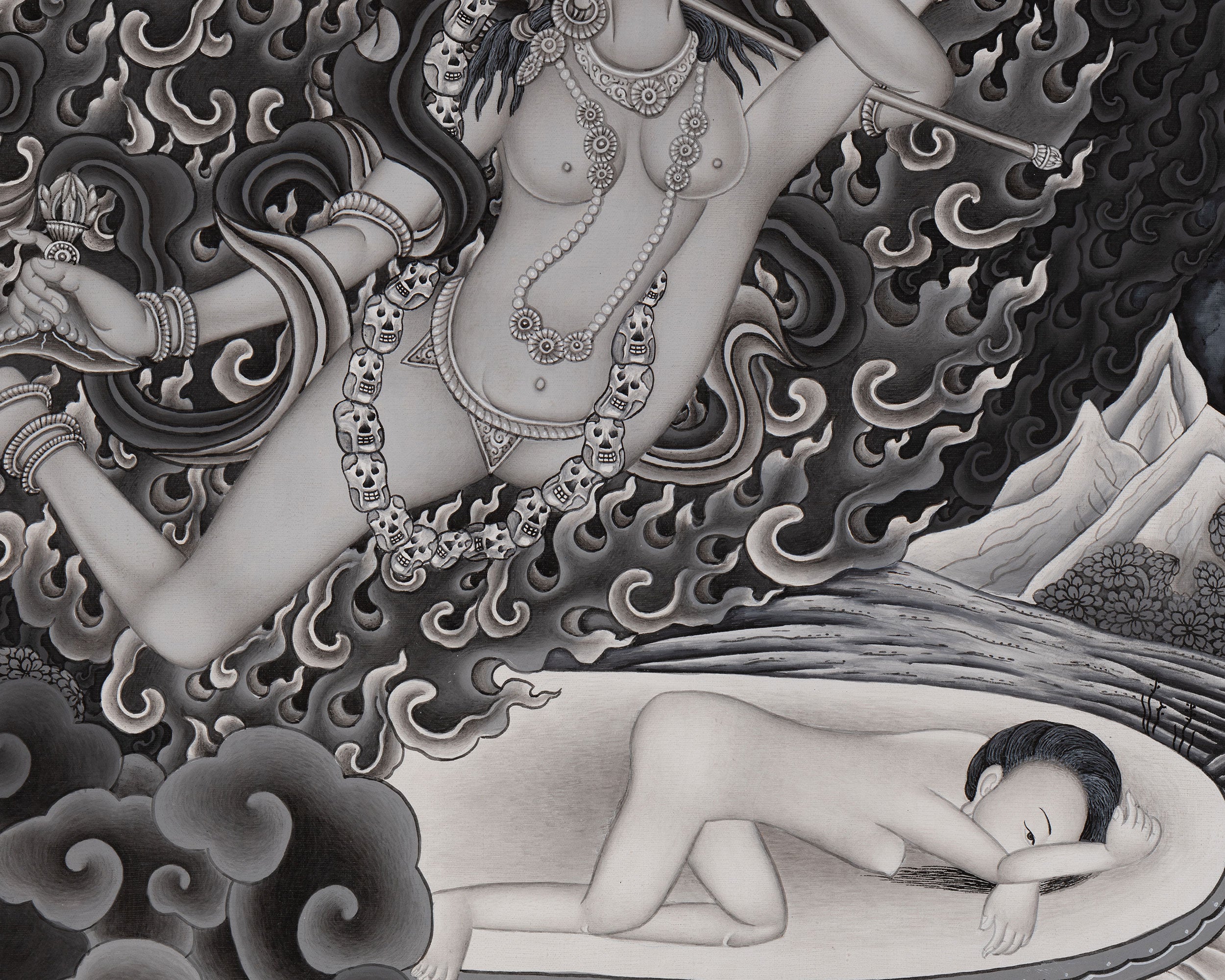 Aakash Yogini Thangka | Original Hand Painted Bijeshwari  Tibetan Thangka