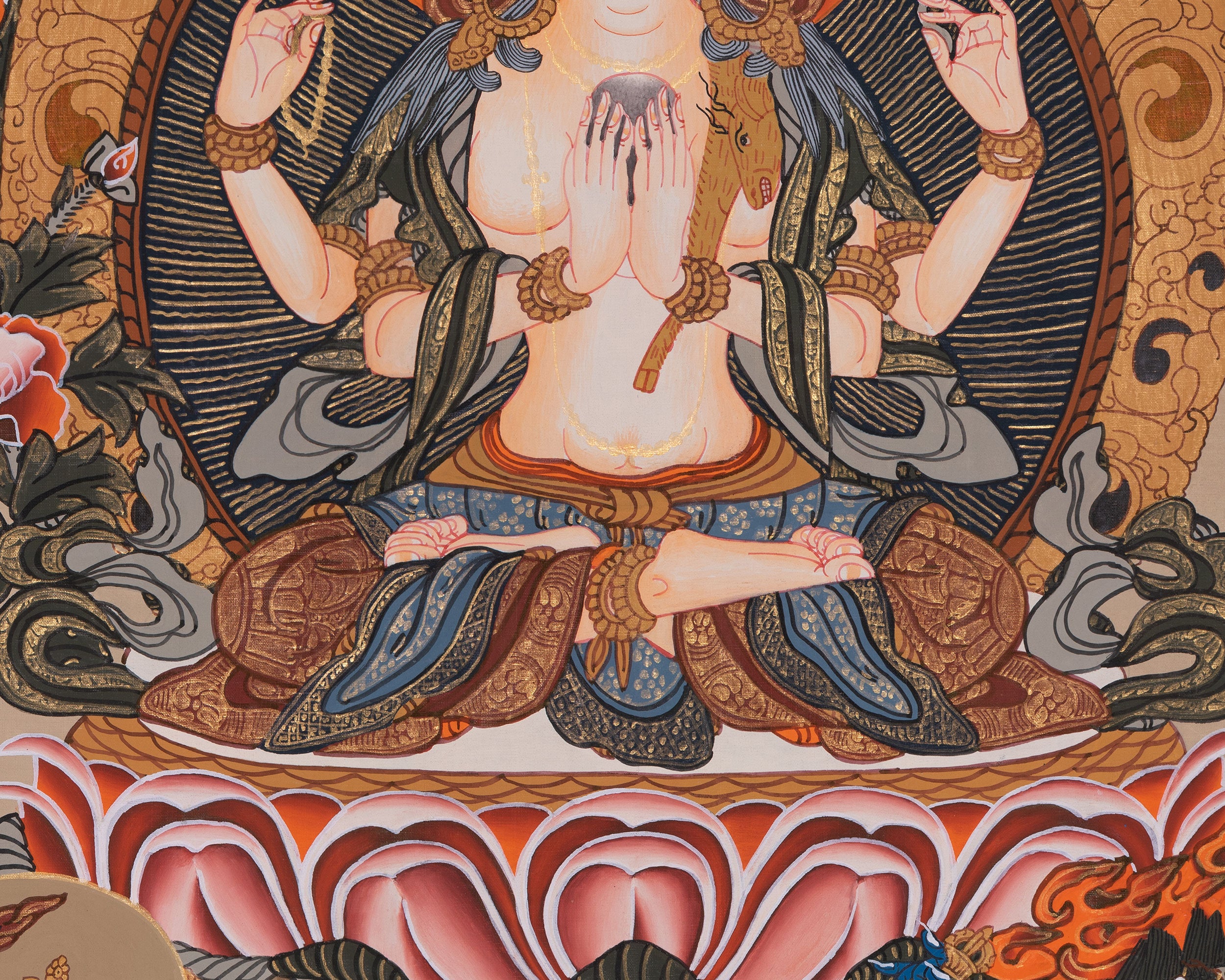 Original Hand painted Chengrezig Tibetan Thangka | Avalokiteshvara Painting