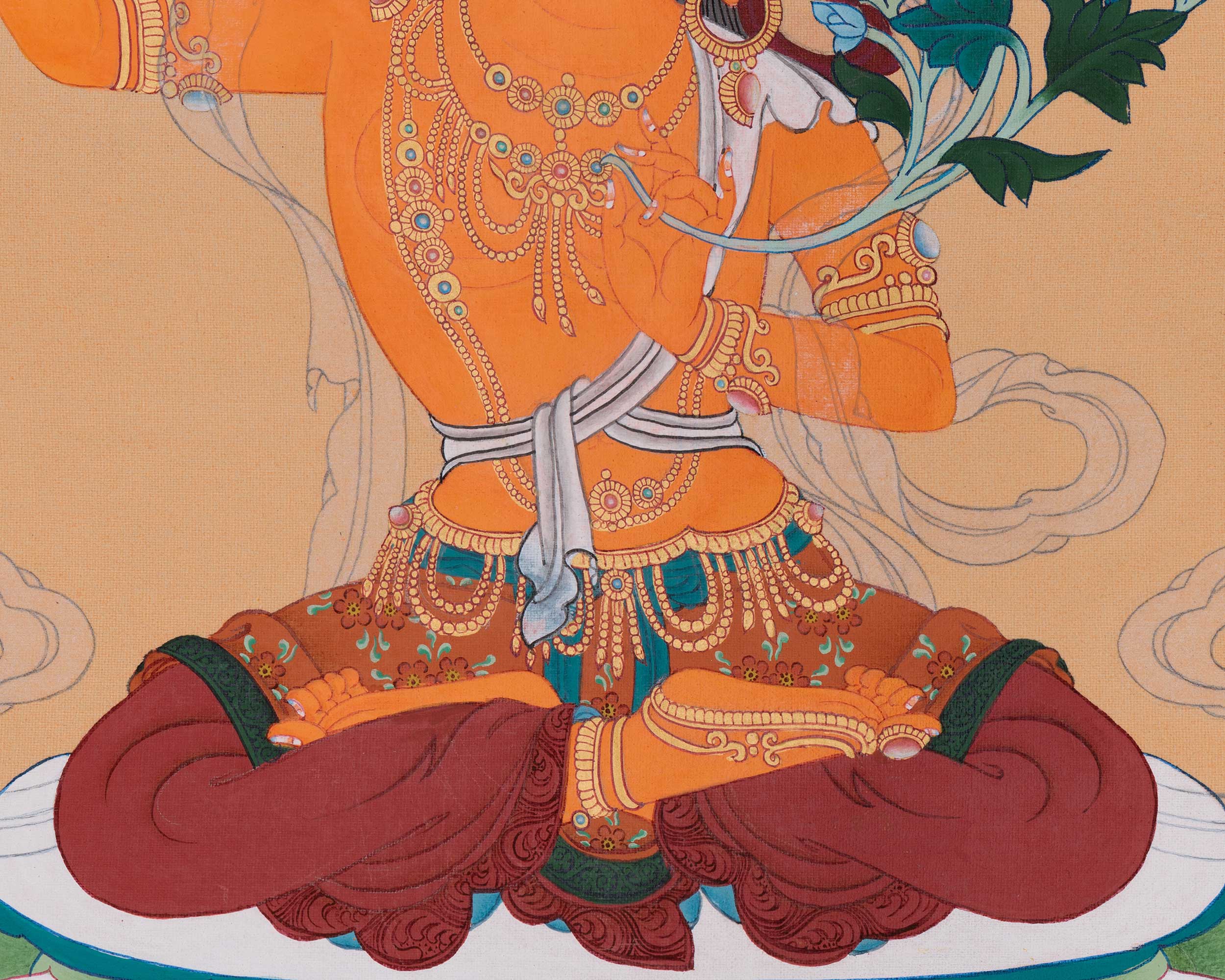 Thangka of Wisdom Deity Manjushri | Tibetan Buddhist Art for Clarity & Learning