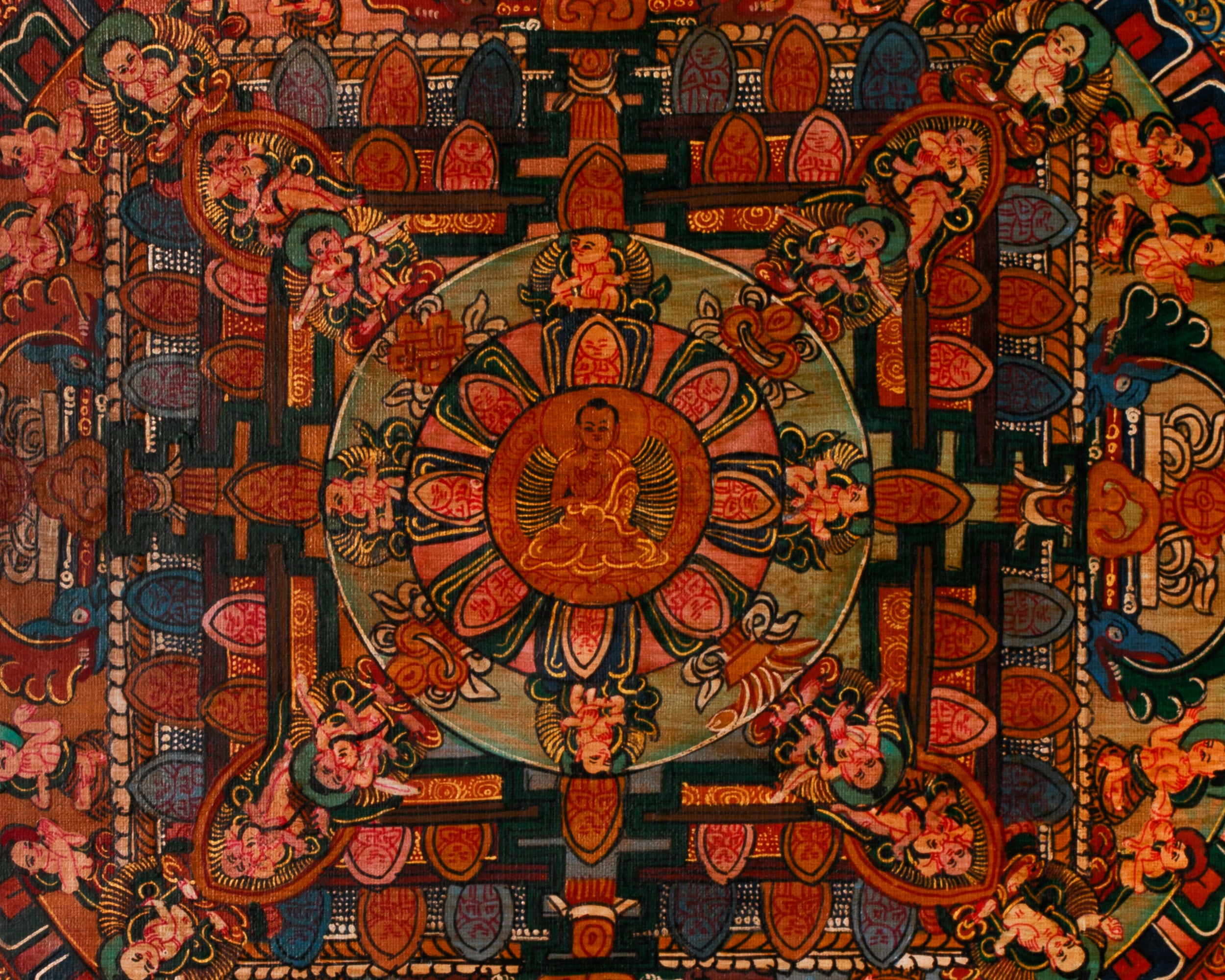Dipankara (Buddha of Past) Mandala Thangka | Celestial Beings