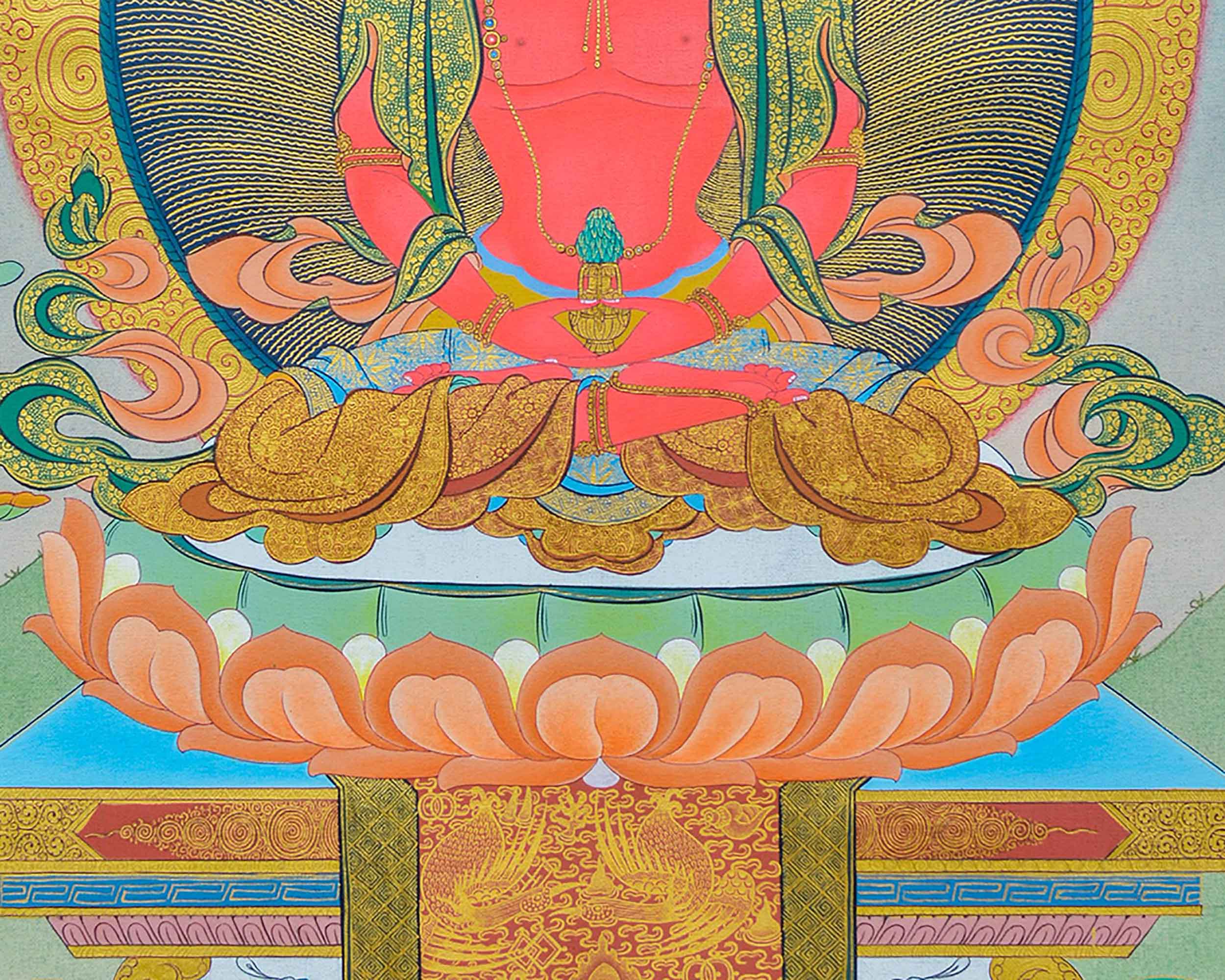 Amitayus Buddha Thangka | Traditional Art for Mindfulness | Meditation Aid