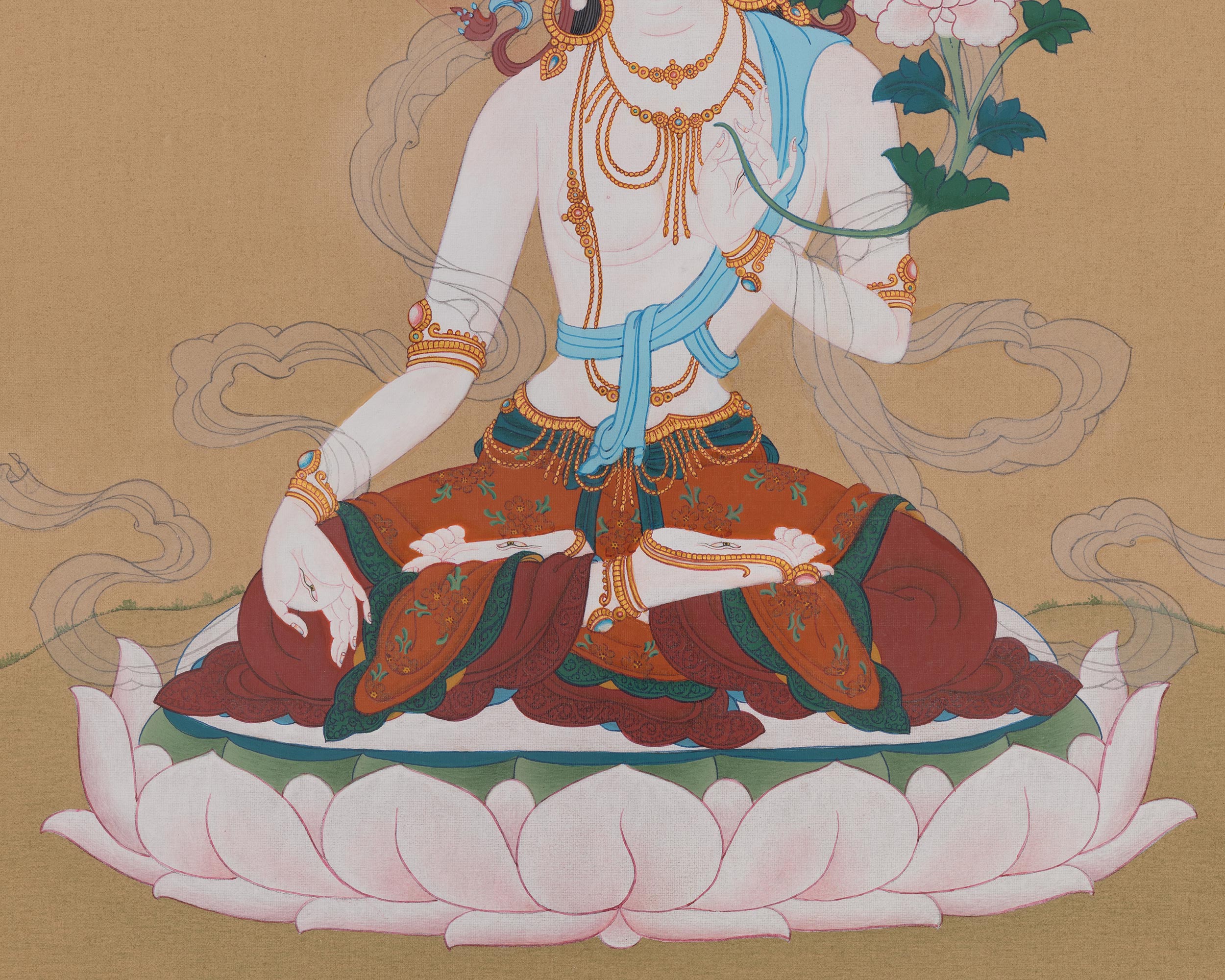 White Tara Spiritual Healing Art | Compassion Goddess | Thangka Painting