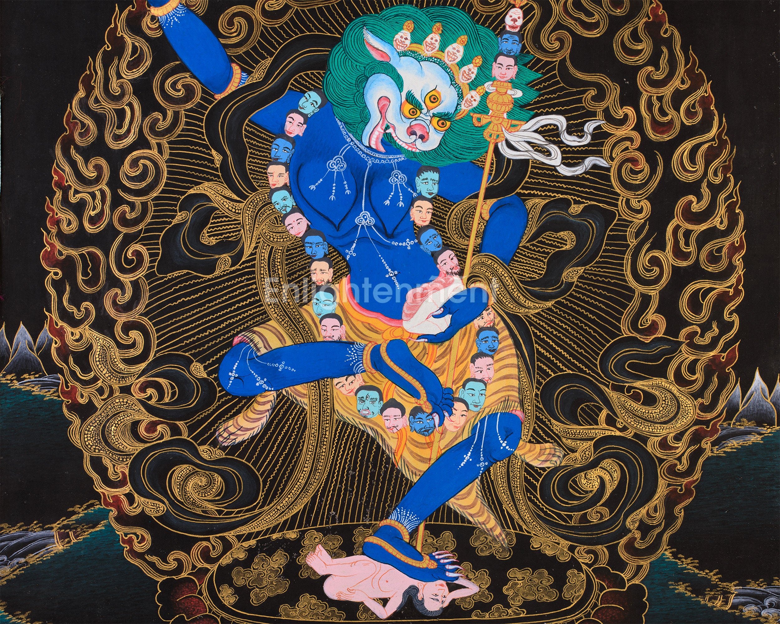 Singhamukha Thangka Art | Fierce Wisdom & Protection