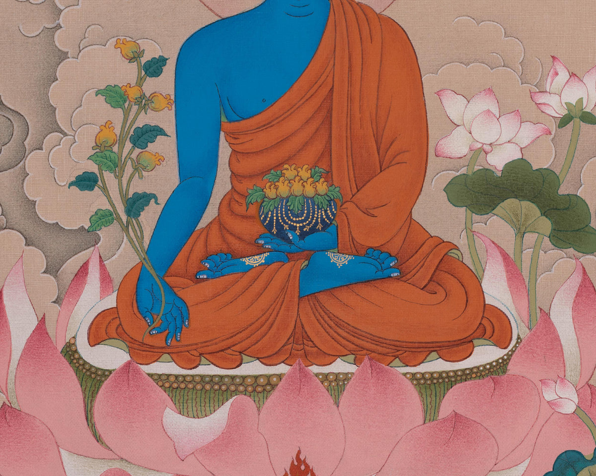 Medicine Buddha Traditional Art | Bhaisajyaguru Thangka | Tibetan Buddhism Artwork
