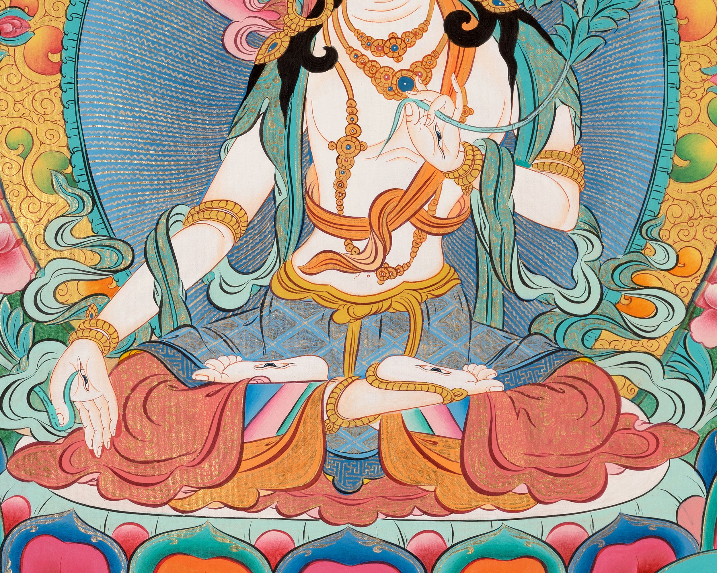 White Tara Thangka Painting | Religious Buddhist Art | Wall Decors