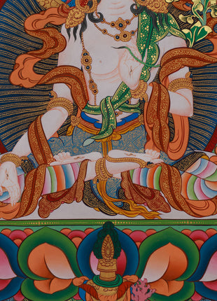 Tara with Buddhas and Bodhisattvas | White Tara Thangka for Healing, Wisdom & Longevity