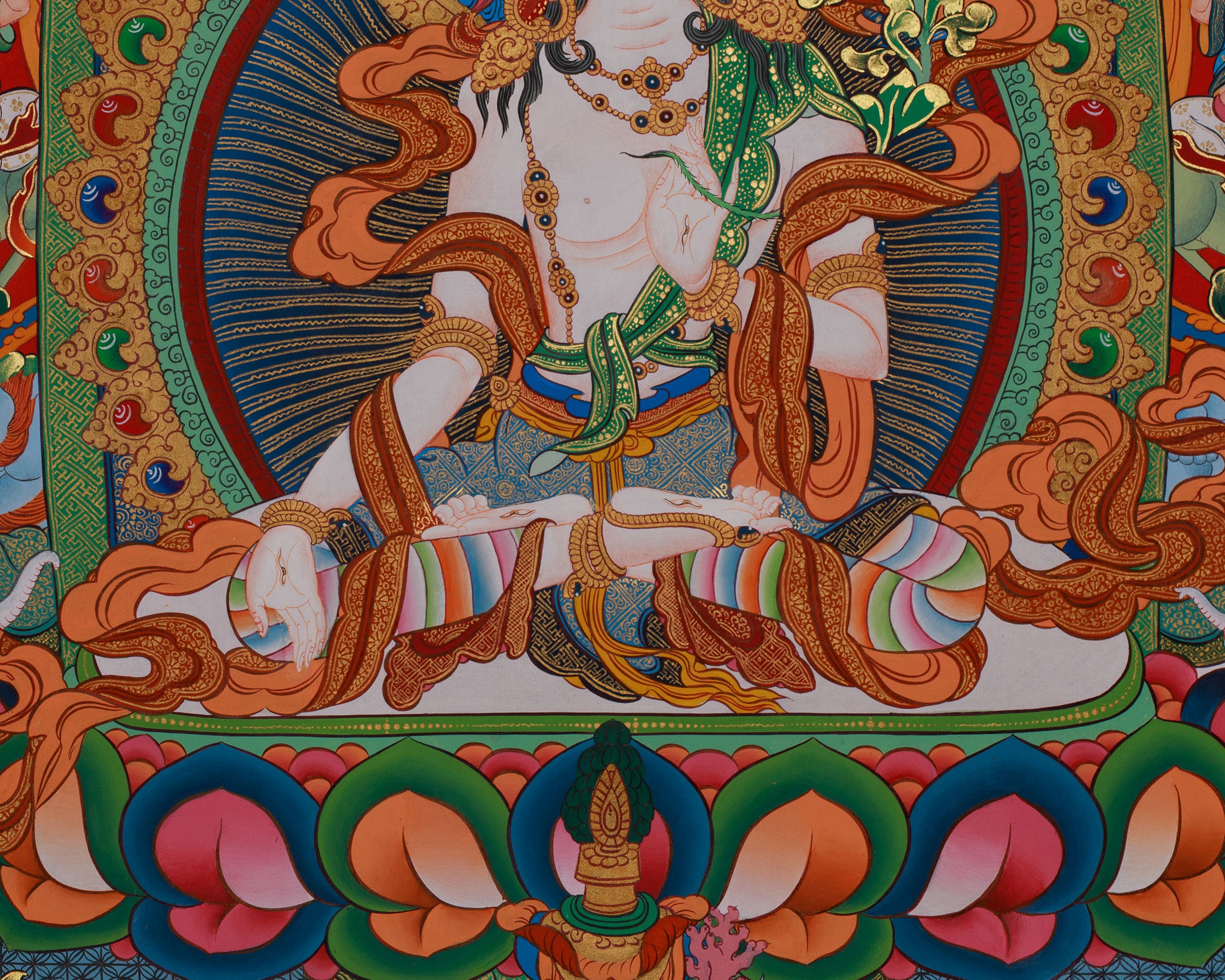 Tara with Buddhas and Bodhisattvas | White Tara Thangka for Healing, Wisdom & Longevity