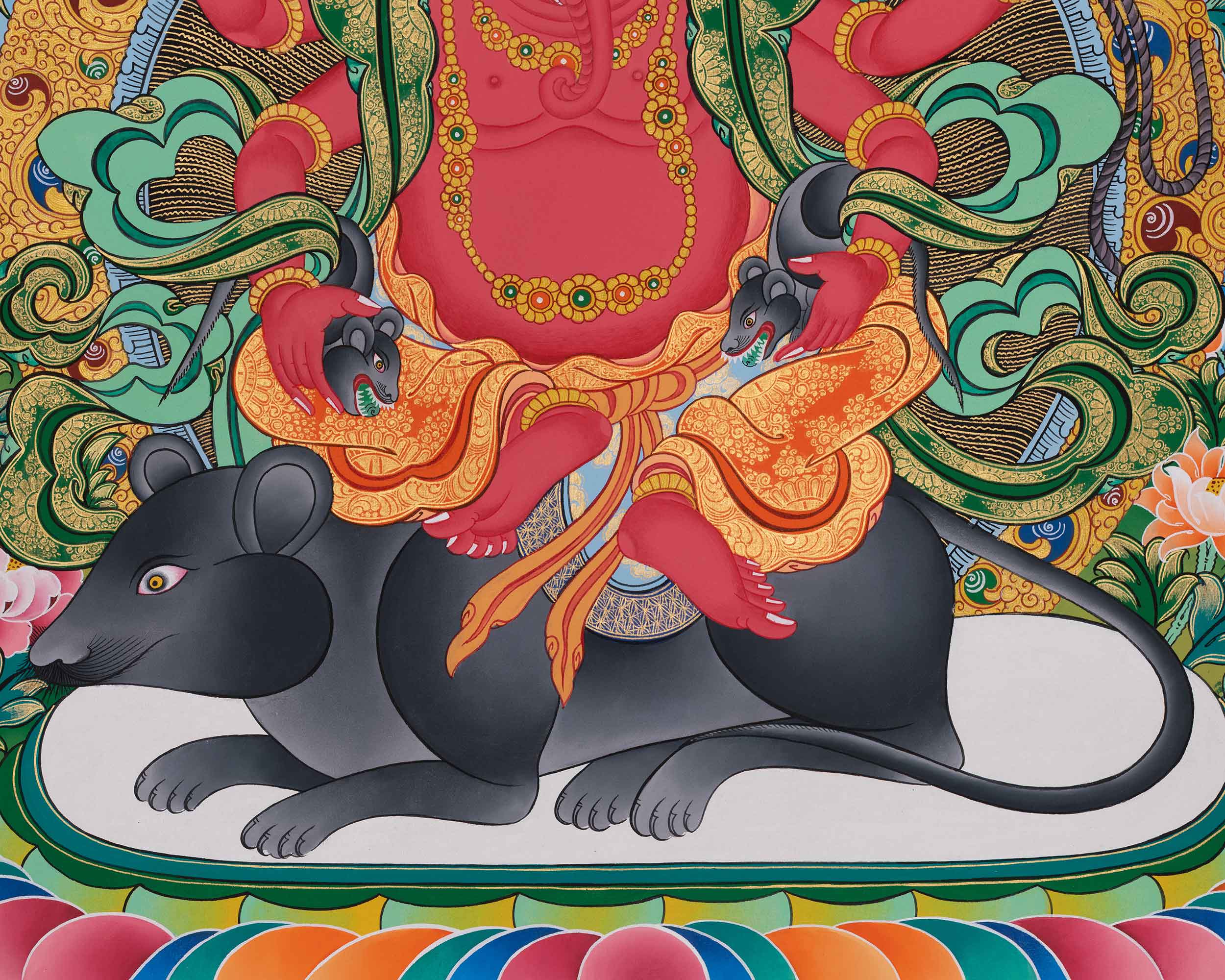 Ganesha Thangka | A Sacred Depiction of the Remover of Obstacles and Lord of Wisdom