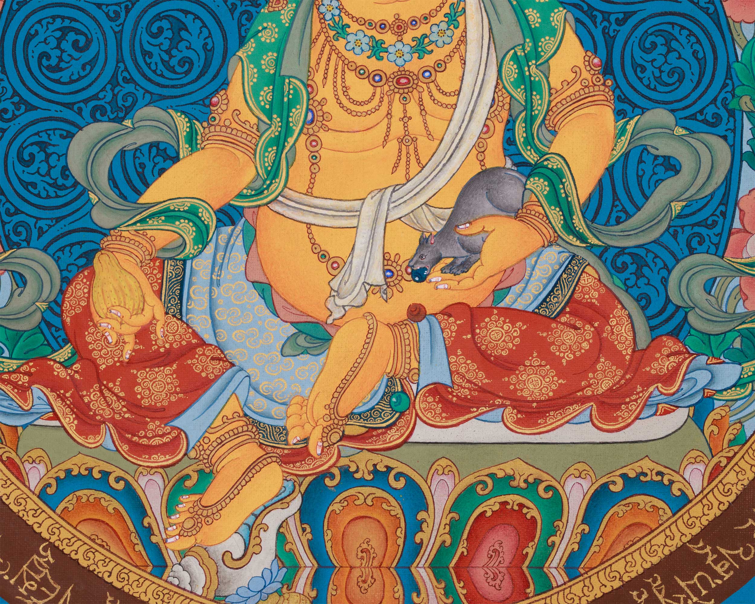 Yellow Jambhala, Wealth Deity Thangka | Tibetan Buddha of Abundance