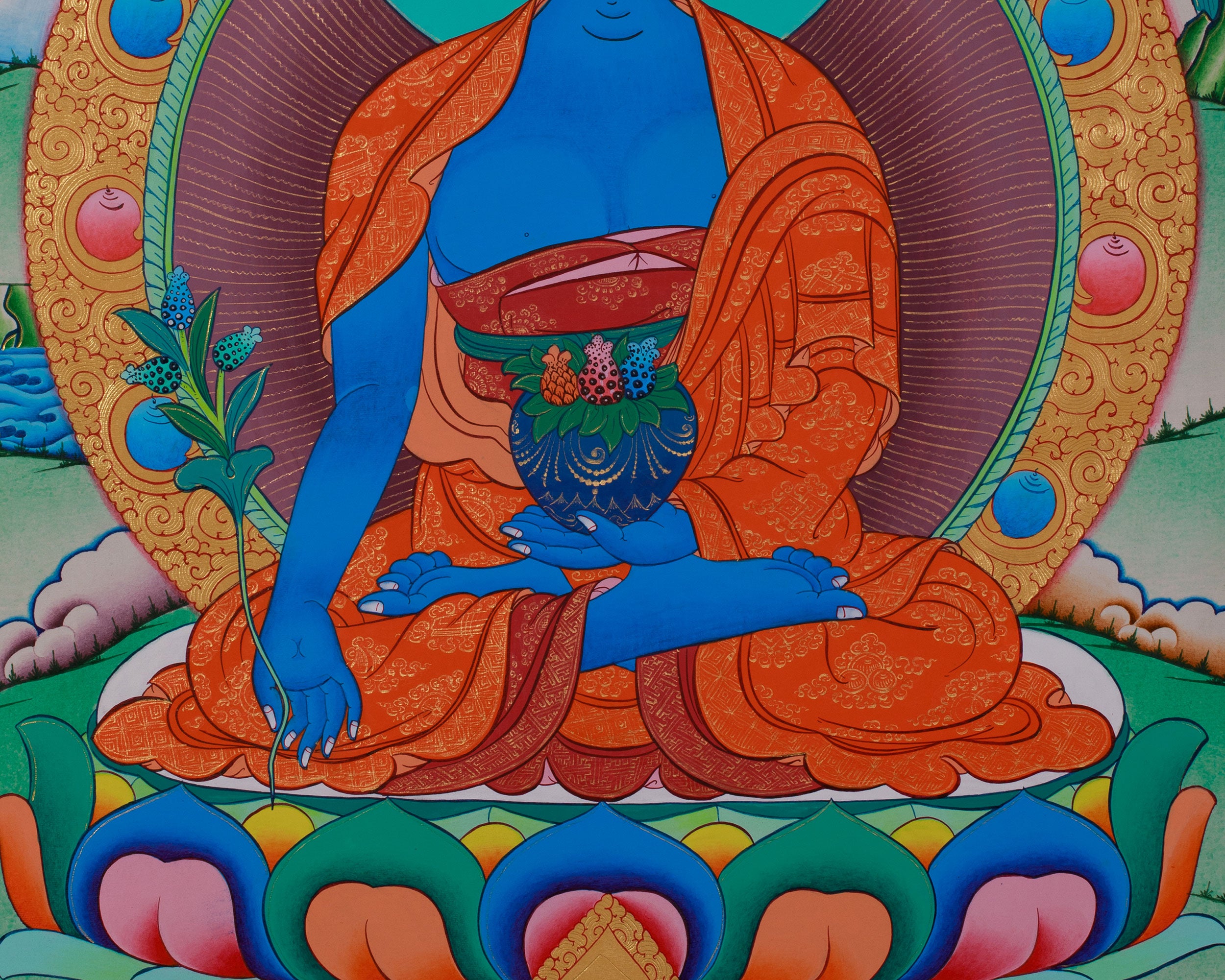 Bhaisajyaguru, Healing Buddha Thangka | Tibetan Buddhist Art