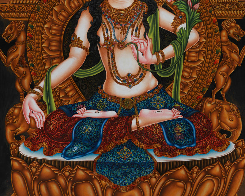 Authentic Paubha Style White Tara | Traditional Healing Art for Long Life