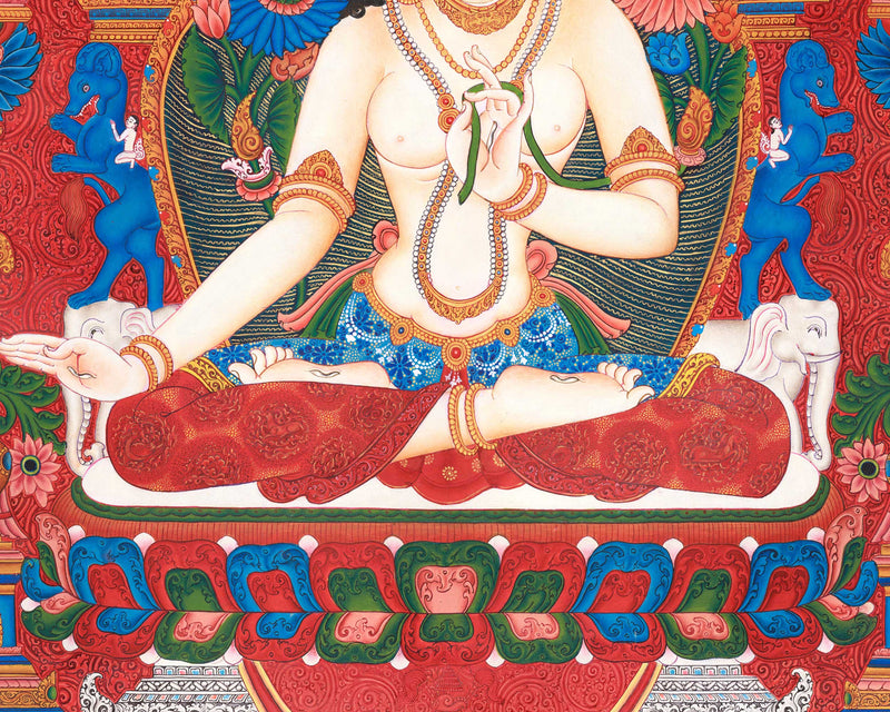 White Tara Figurine in Giclee Print | Goddess Mother Tara | Spiritual Vajrayana Print Decor