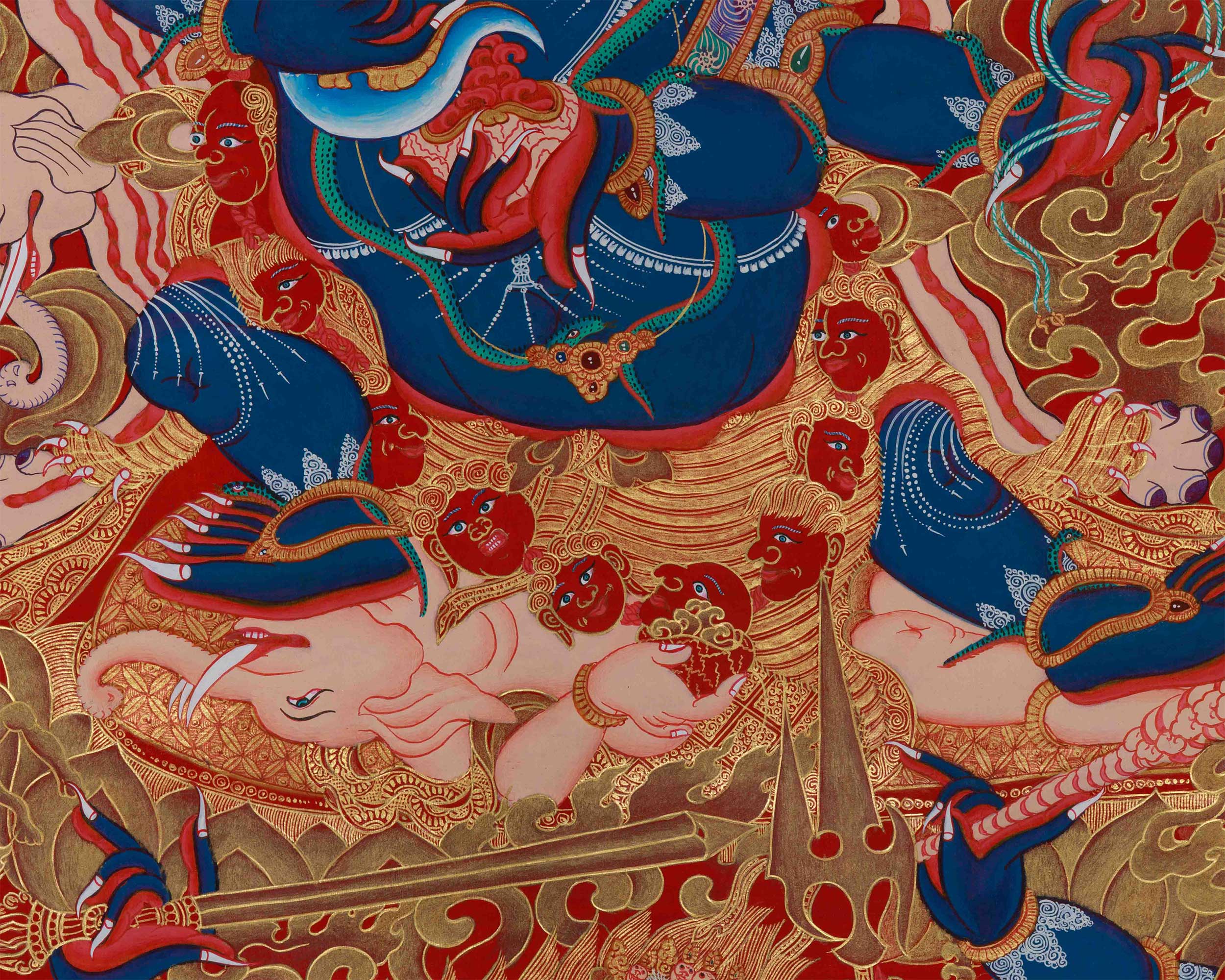 Fierce Six Armed Mahakala Print | Wrathful Protector Deity of Vajrayana Buddhism