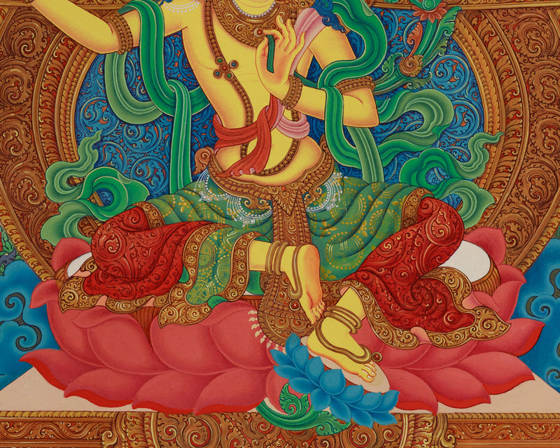 Manjushree Thangka Canvas Print - Bodhisattva of Wisdom and Knowledge