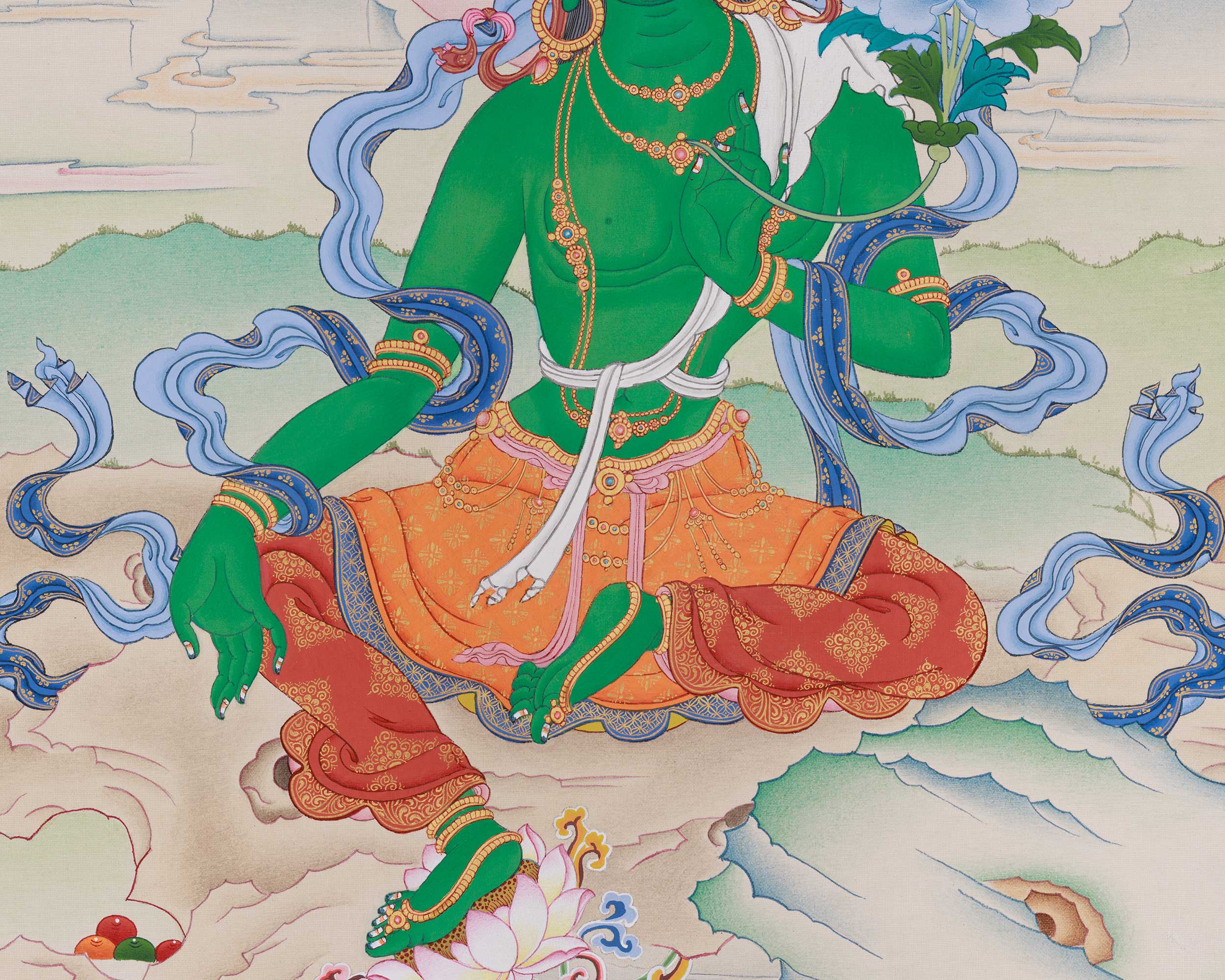 Himalayan Thangka of Green Tara | Mother of All Buddha