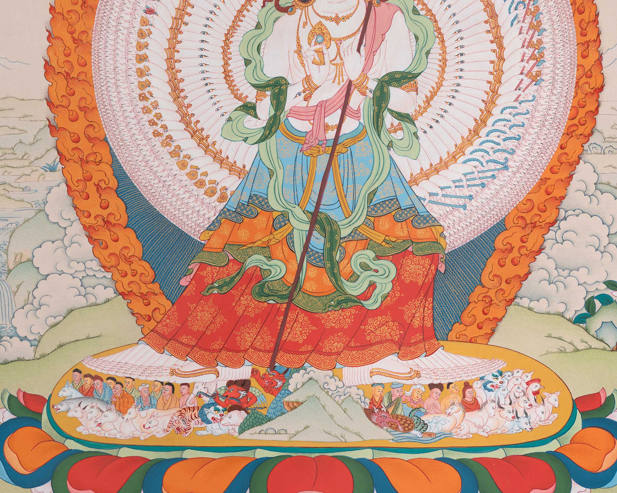1000 Armed Dukar Traditional Art | The White Umbrella Goddess | Sitatapatra Deity