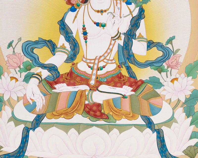 Radiant White Tara Thangka | Masterwork from Enlightenment Studio