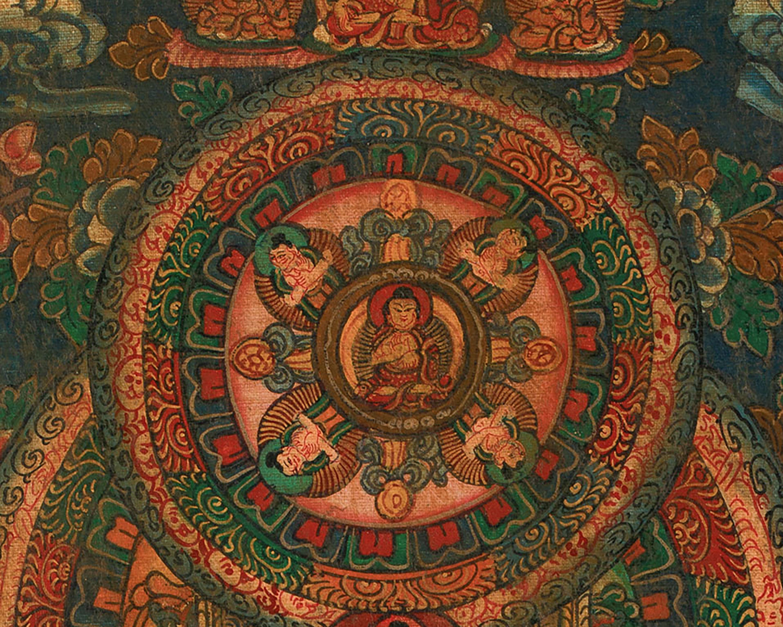 Three Wheel Buddha Mandala | Sacred Geometry Painting